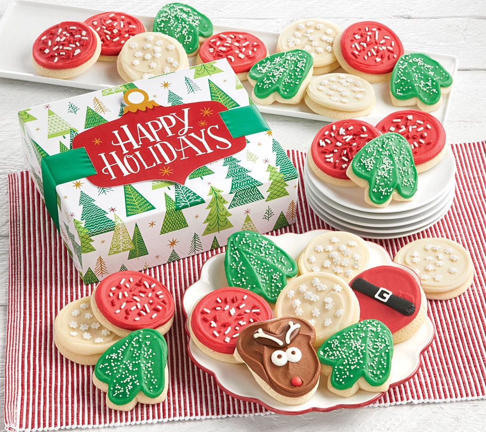 Cheryl's 24 Piece Happy Holidays Frosted Cutout Cookie Box - QVC.com