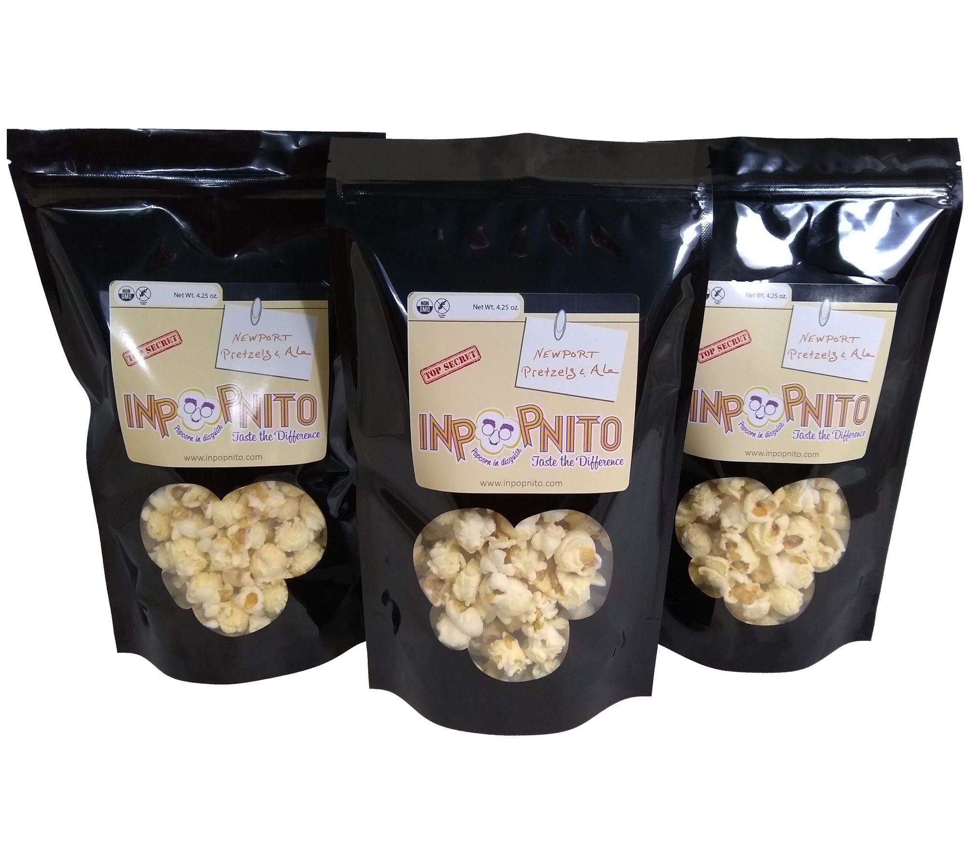 Inpopnito 3 Pack Popcorn Newport Pretzels & Ale