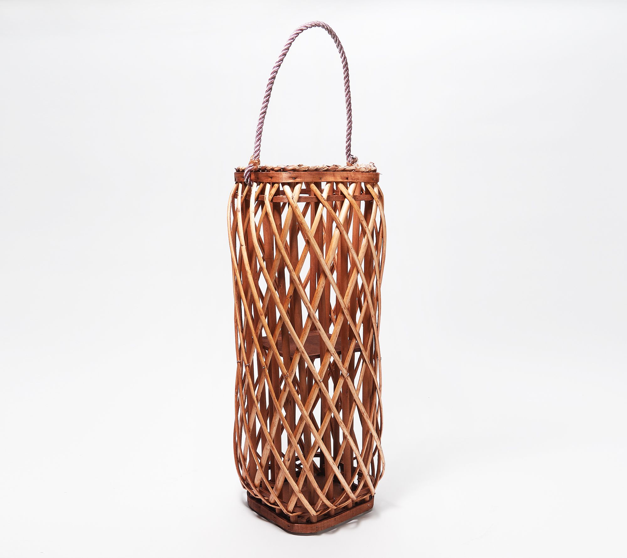 Barbara King 23" Square Wicker Lantern with Tiki Flame