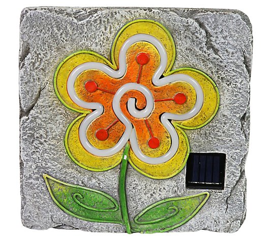 Exhart Solar Yellow Flower Stepping Stone