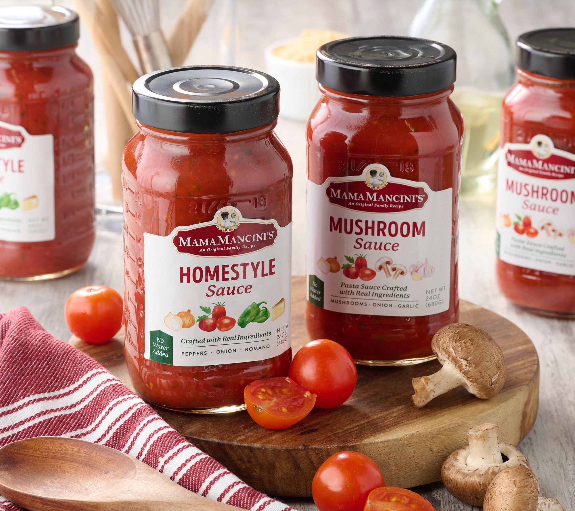 Mama Mancini's (4) 24-oz Jars Mushroom or Homestyle Sauce Auto-Delivery