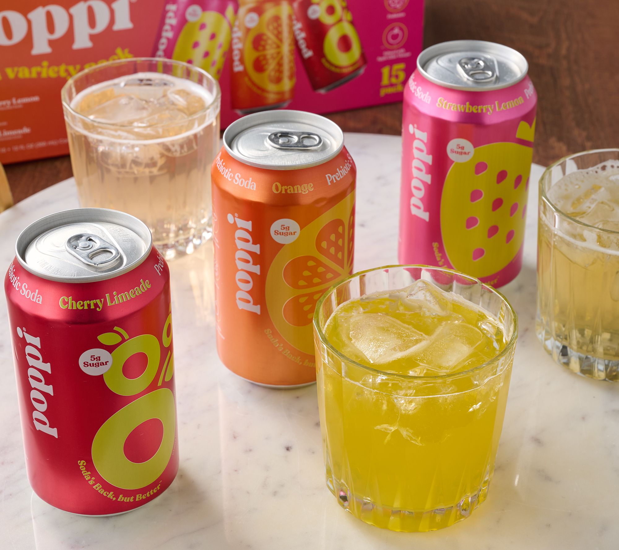 Poppi (15) 12oz Cans 5g Sugar Soda Fruity variety Pack