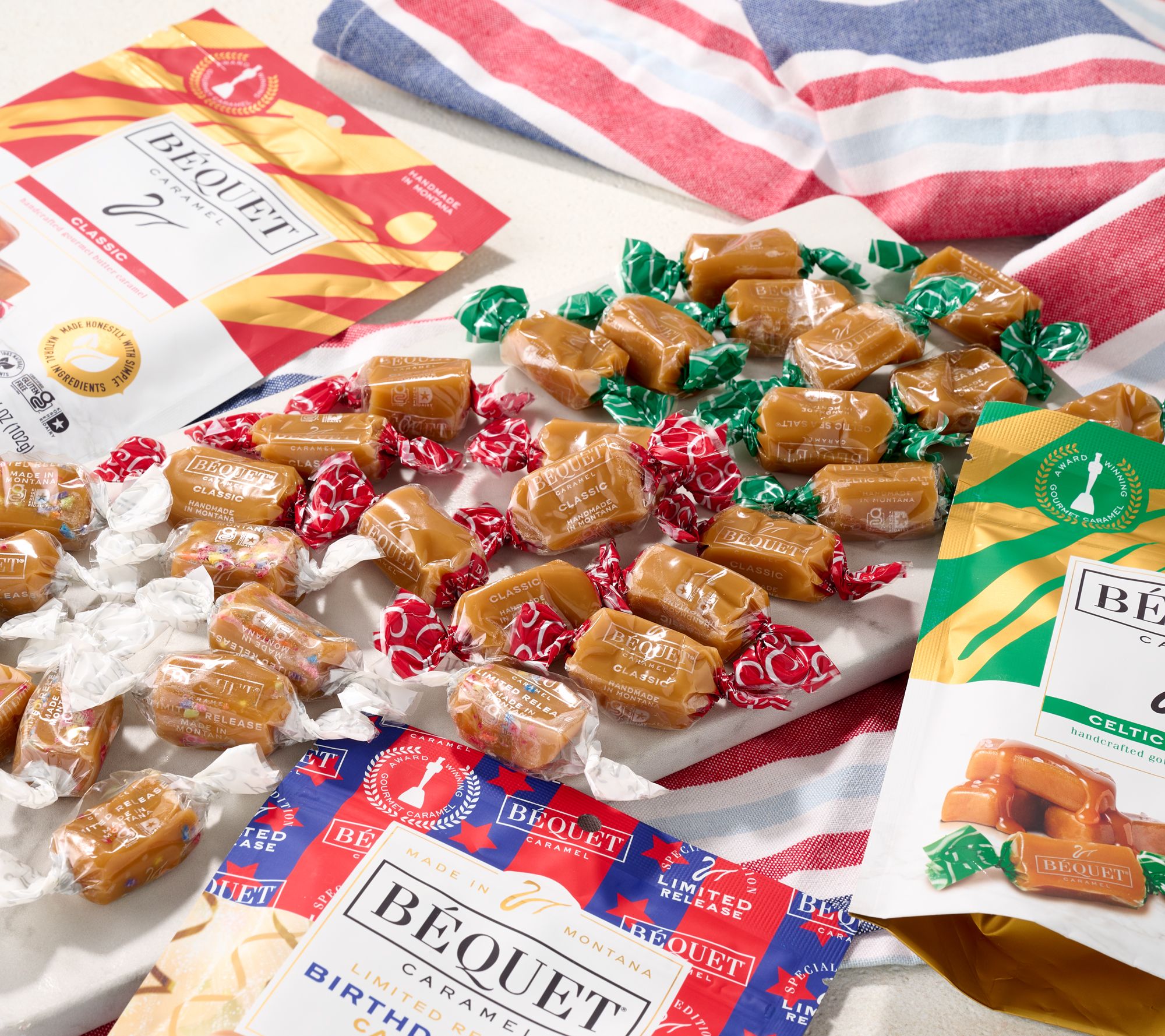Bequet Caramels (3) 3.6oz Bags of Caramels 250th Birthday Edition