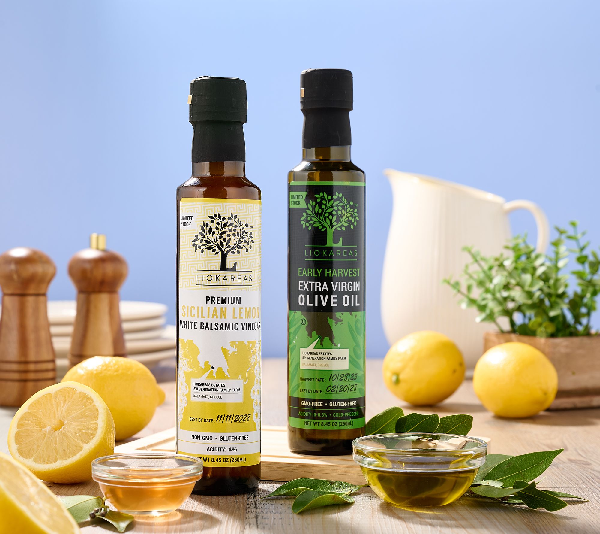  Liokareas (2) 250-ml Btl Extra Virgin Olive Oil & Balsamic Duo