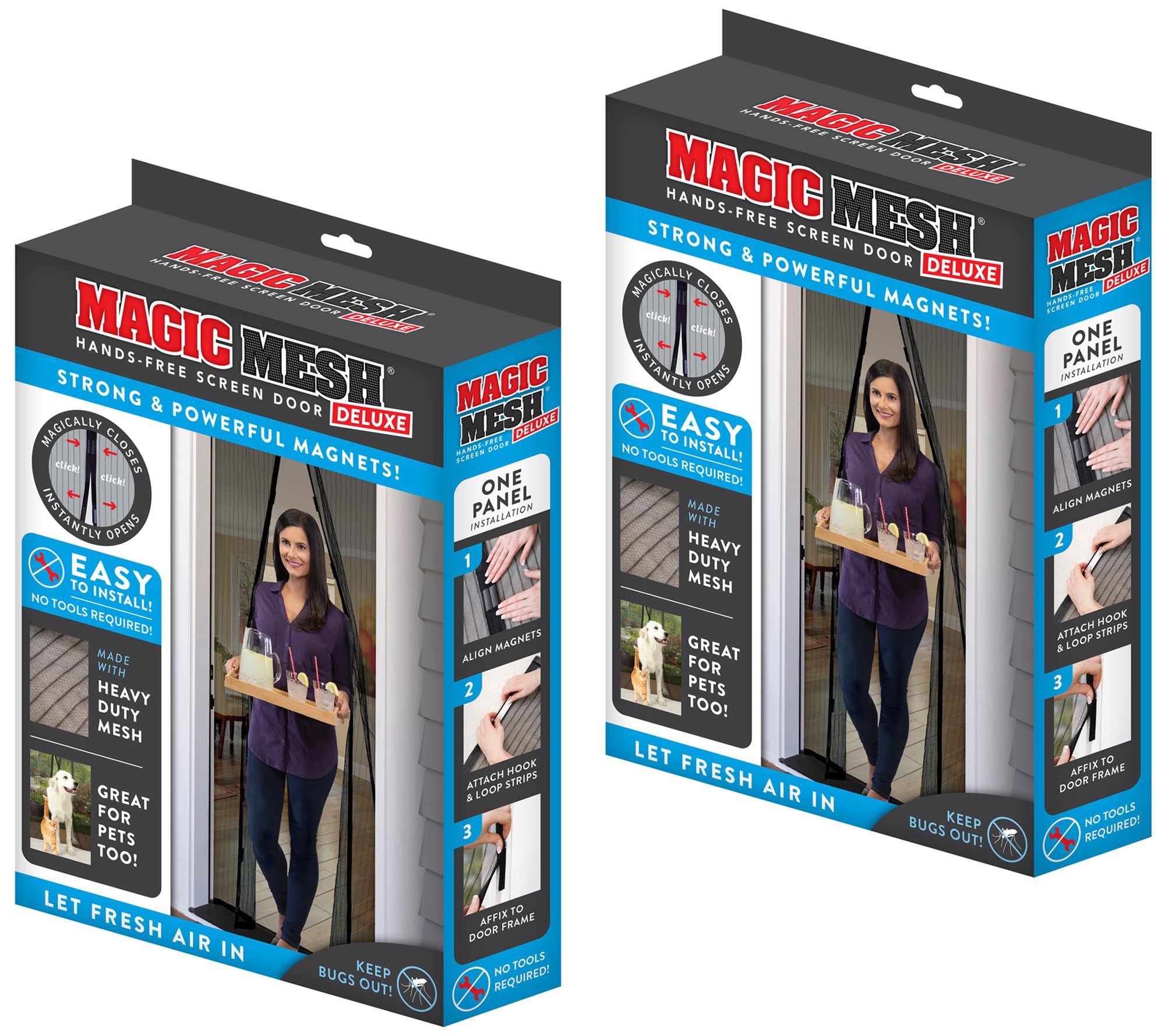 Magic Mesh Set Of 2 Deluxe Hands Free Screen Doors Page 1 Qvc Com