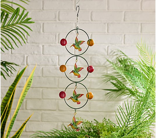 Plow & Hearth 23" Hanging Metal Twirler with Garden Critter Icons