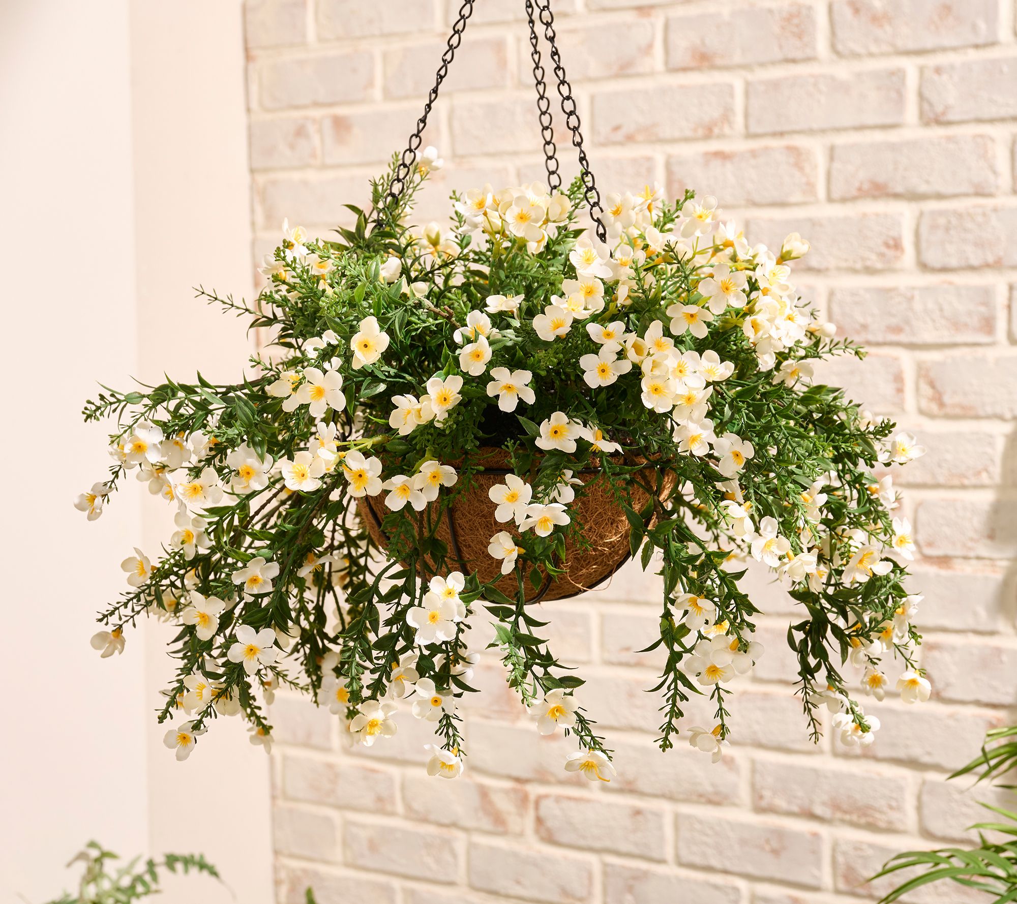 Garden Reflections 18" Faux Bacopa Flower Hanging Basket