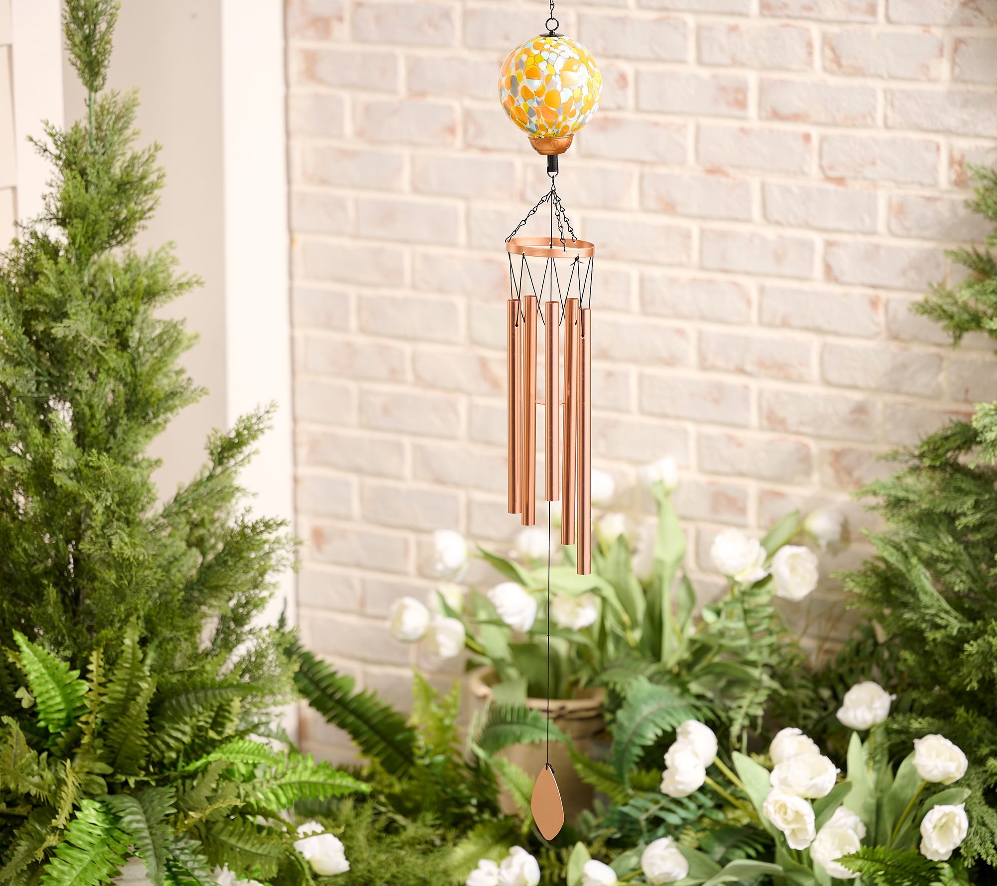 "As Is" Garden Reflections 30" Windchime with Art Glass Sphere