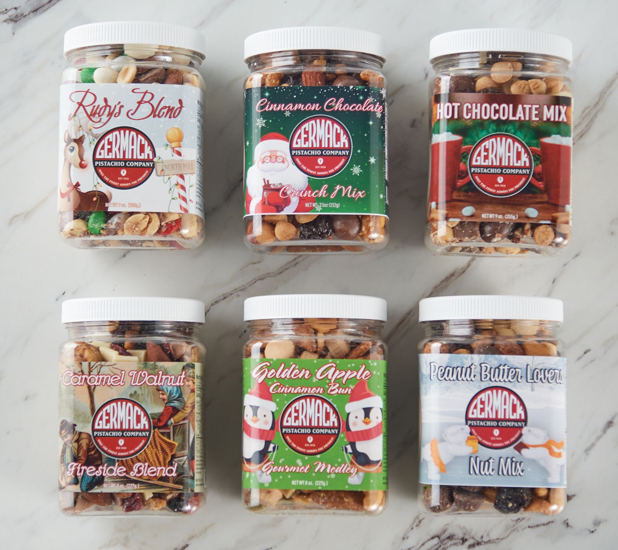 Germack Set of 6 Mini Jars Holiday Nut Mixes - QVC.com