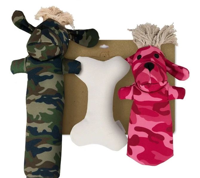 Pata Pal Eco Squeaky Puppy Pet Chew Toy-Sarge,Pinky & T-Bone
