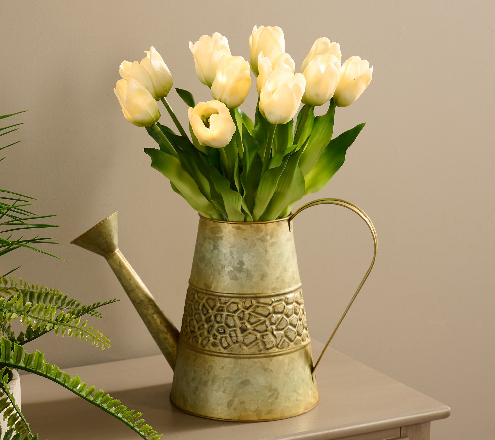 "As Is" Barbara King Illuminated Tulips Watering Can Base