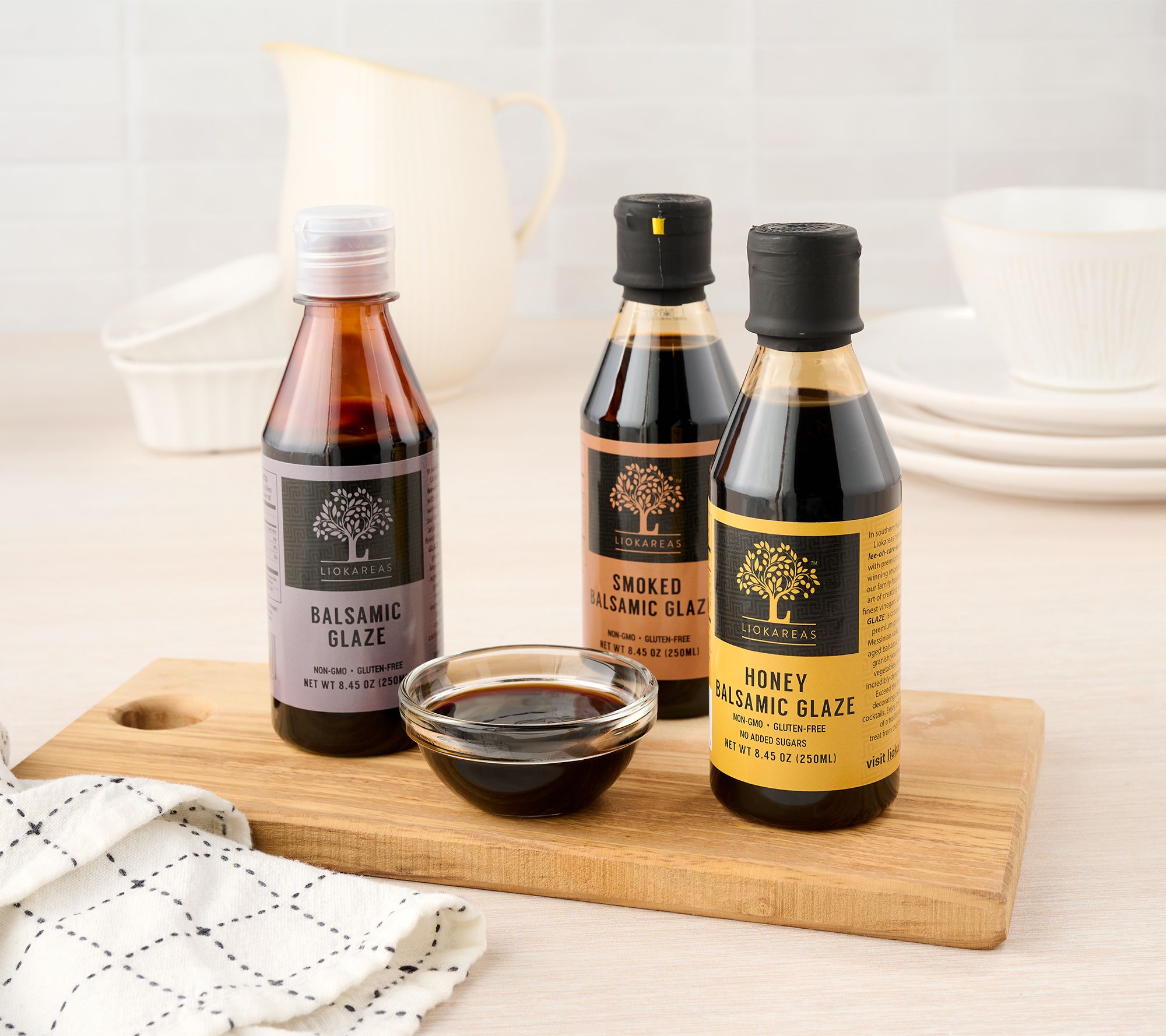 Liokareas (3) 250-ml Set Gourmet Balsamic Glazes Collection