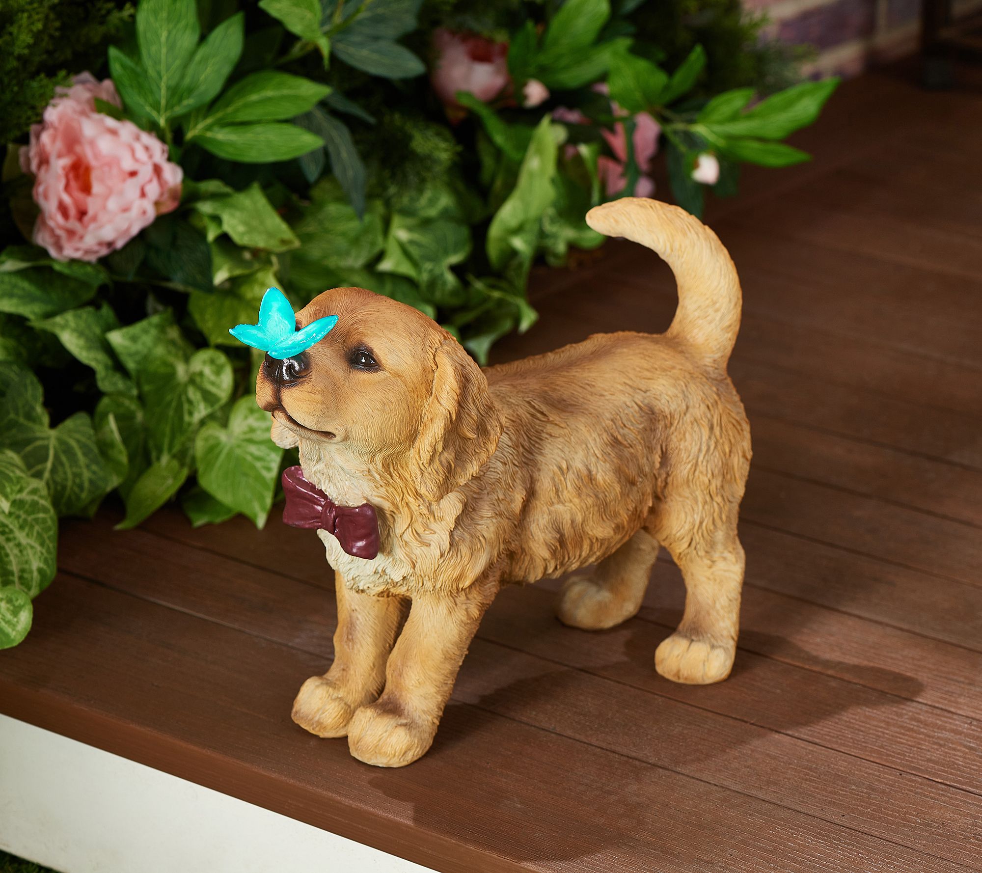 Plow & Hearth Puppy Statuary With Glow In The Dark Butterfly   QVCcom