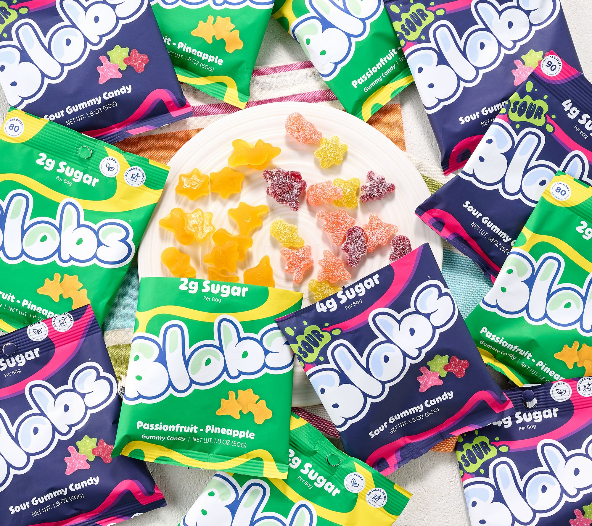 Blobs (12) 1.8oz Bags Low Sugar Gummy Candy Variety Pack