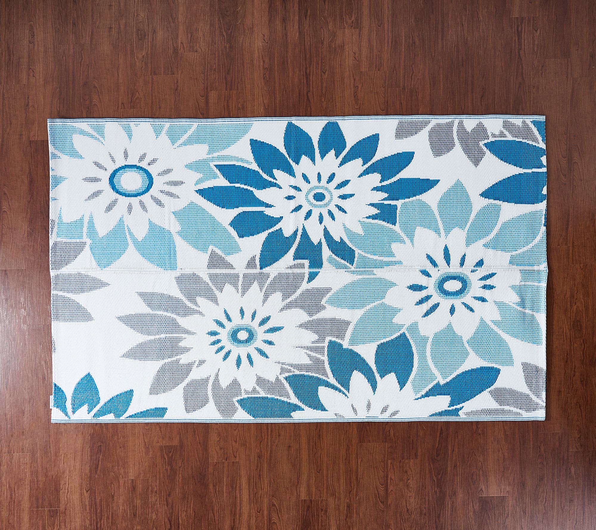 Barbara King Dahlia Print 8'x11' Reversible Patio Mat