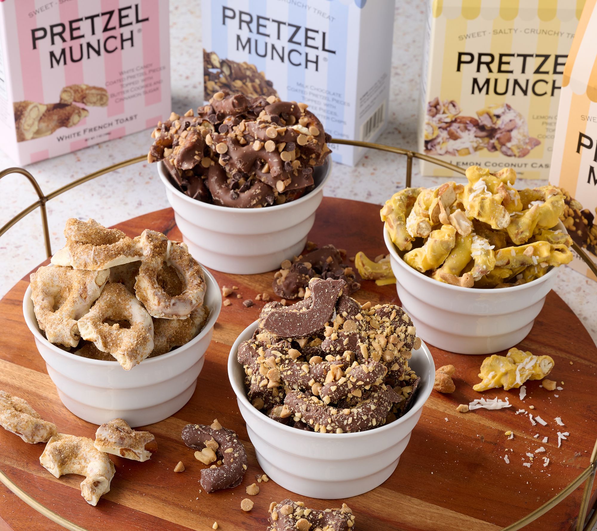 Landies Candies (4) 7oz Boxes of Snackable Pretzel Munch