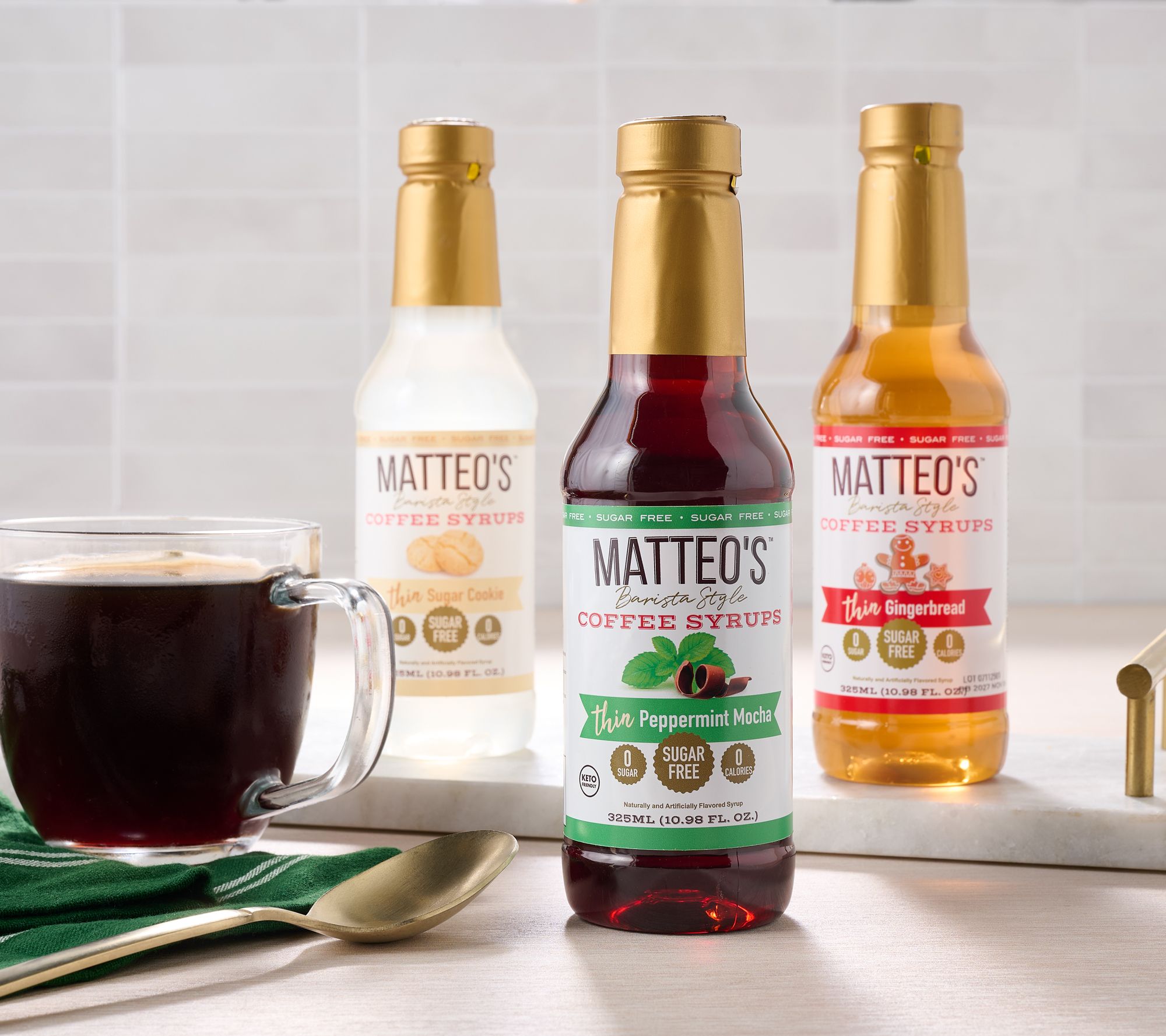 SH12/7 Matteo's (3) 11-oz Btls Holiday Coffee Syrup Gift Set