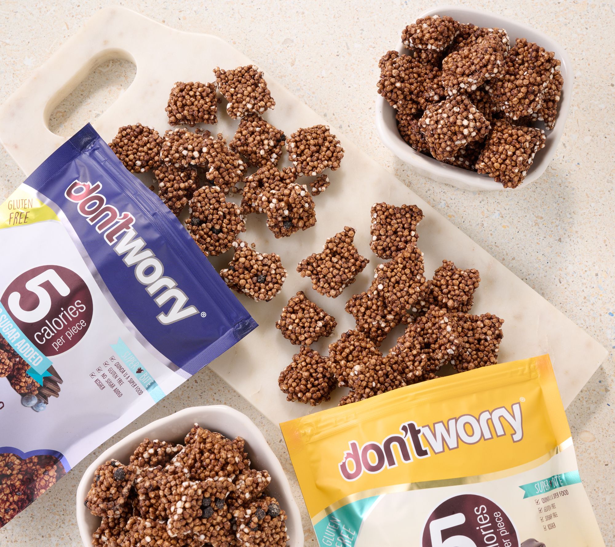 Don't Worry Snacks (4) Bags Perfect Crunch Chocolate Quinoa Bites