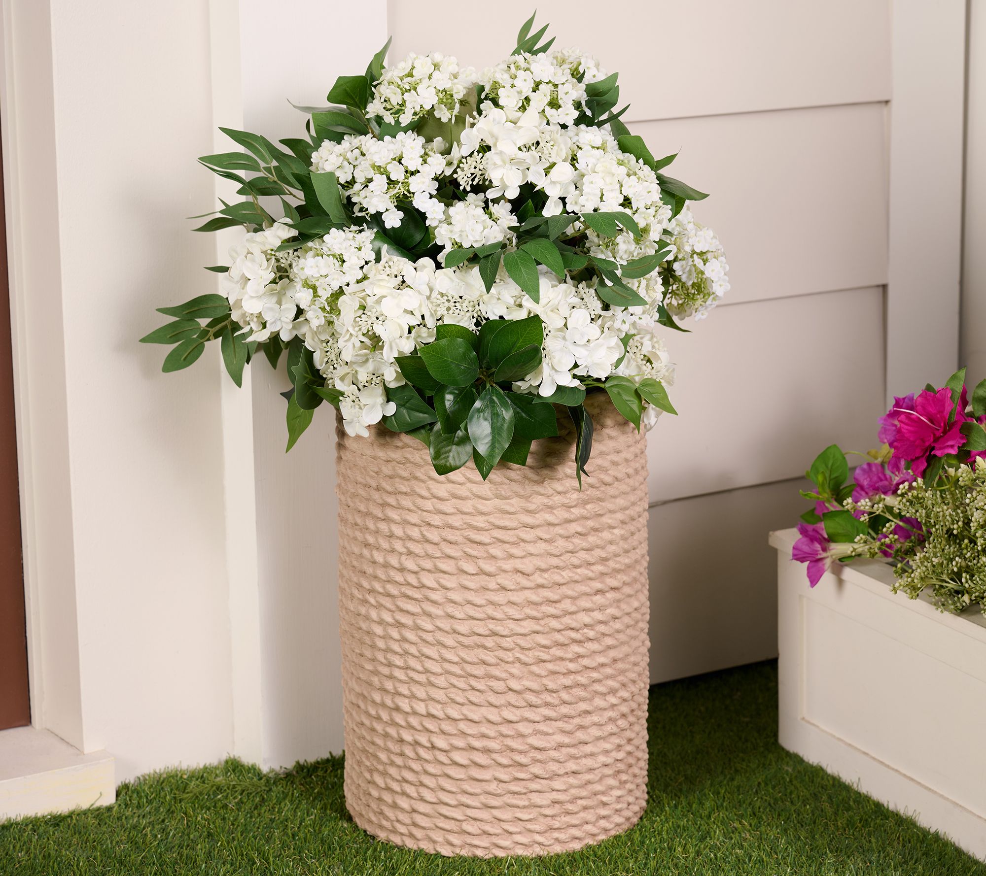 "As Is" Garden Reflections 30" Removable Faux Hydrangea with Planter