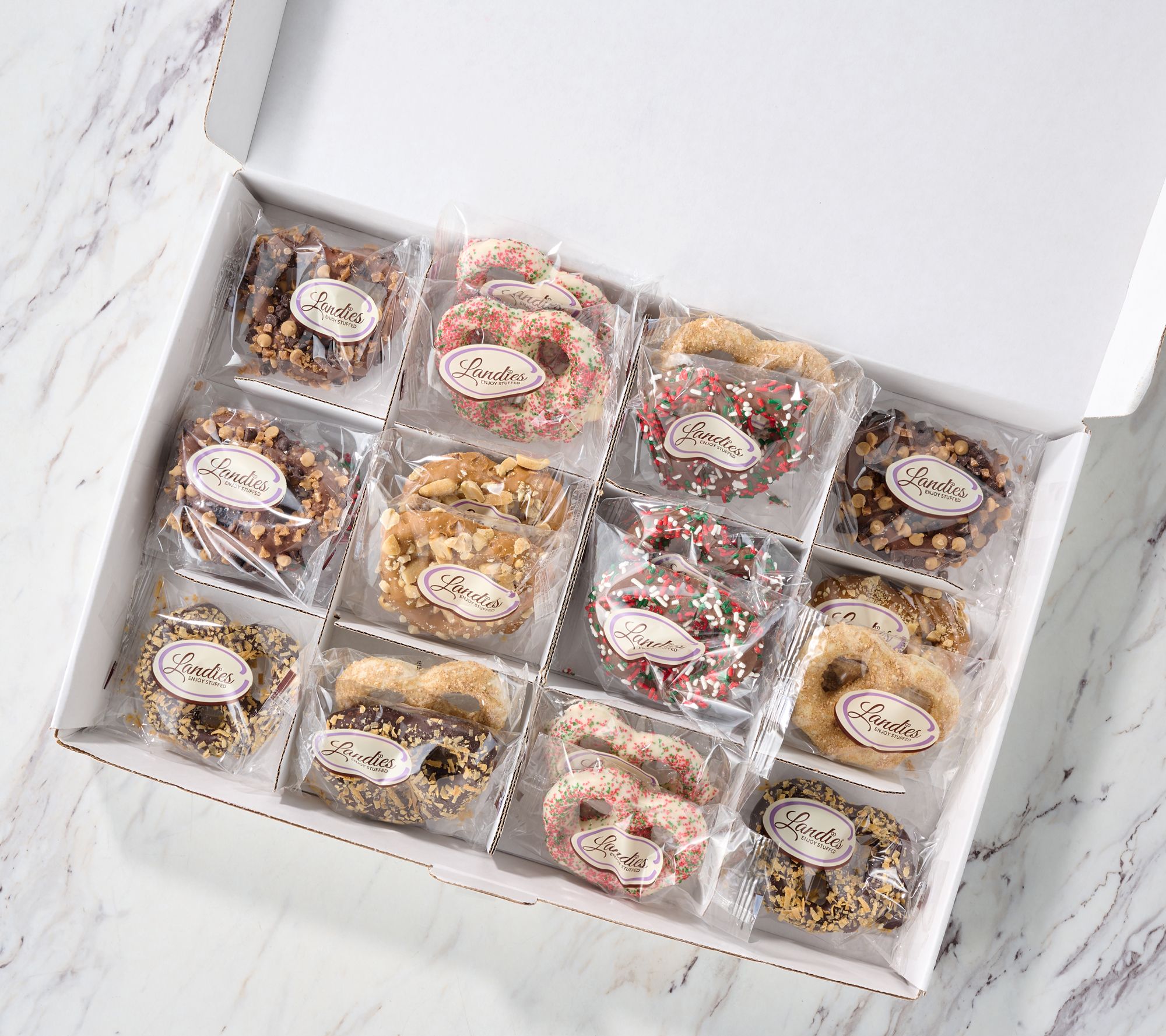 SH11/9 Landies Candies 20pc Holiday Double Drenched Pretzels | QVC