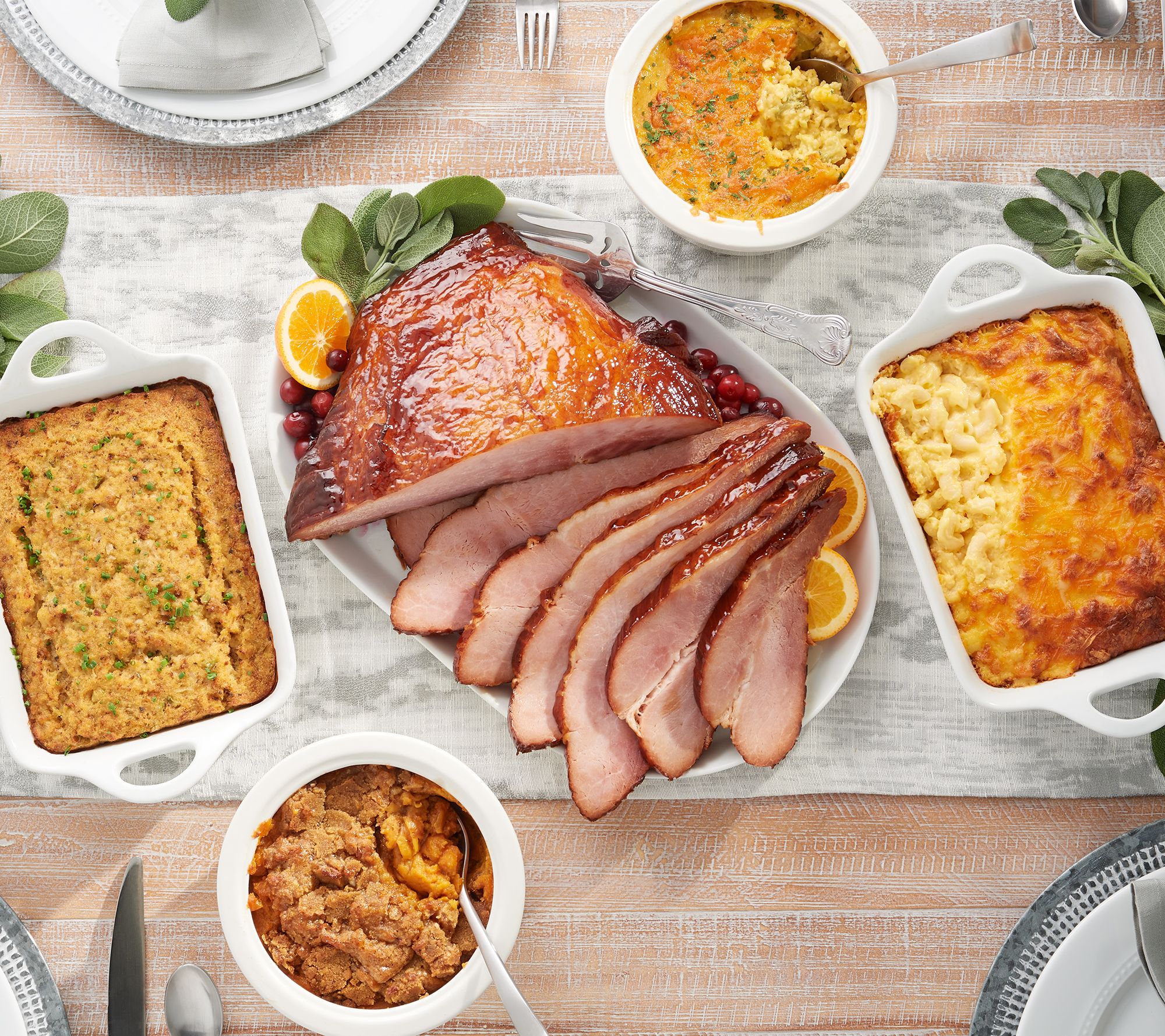 Corky's BBQ 5 lb. Ham, Turkey, or Family Meal w/ 8 lbs. of sides - QVC.com