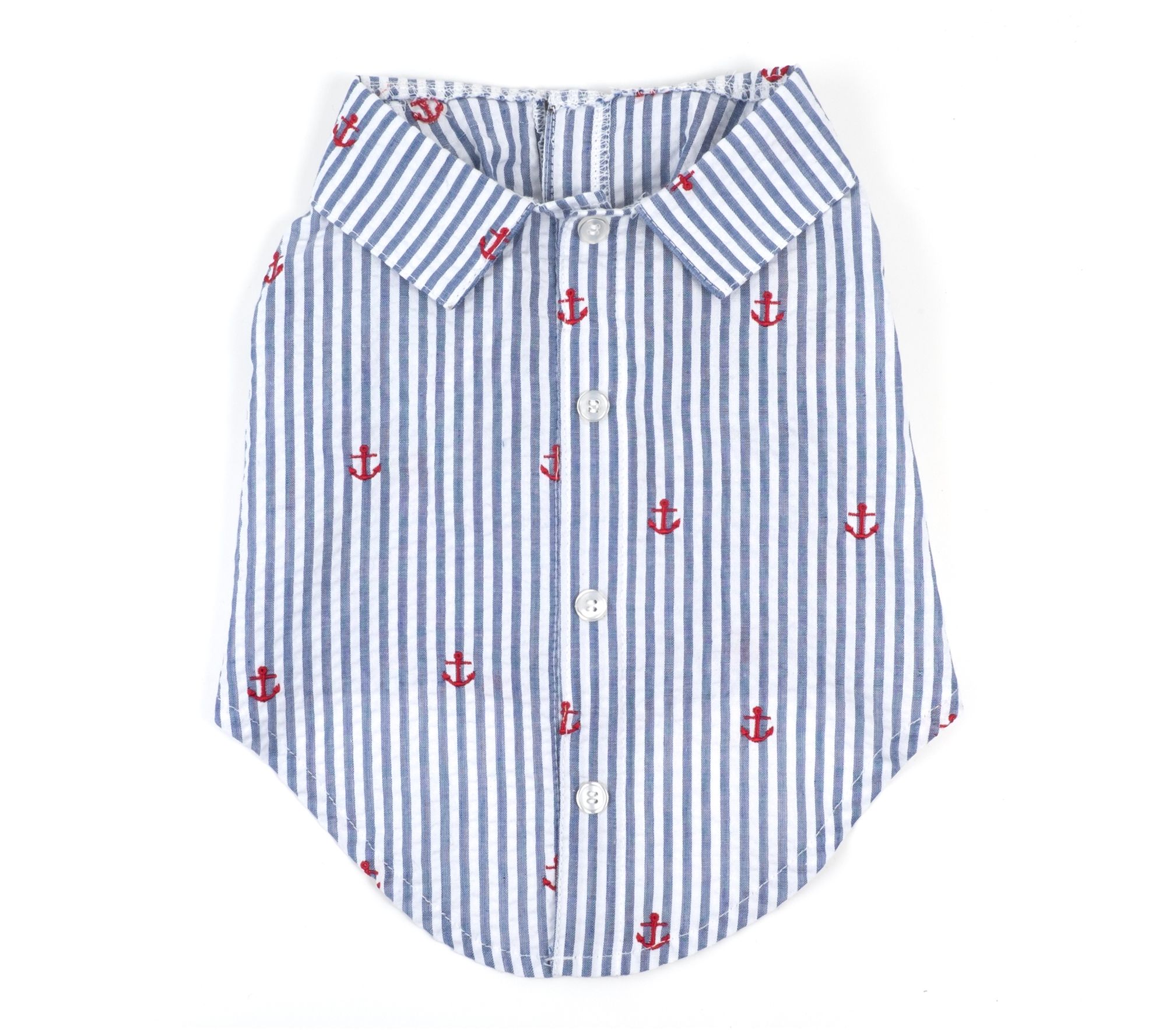 The Worthy Dog Navy Stripe Anchor Shirt