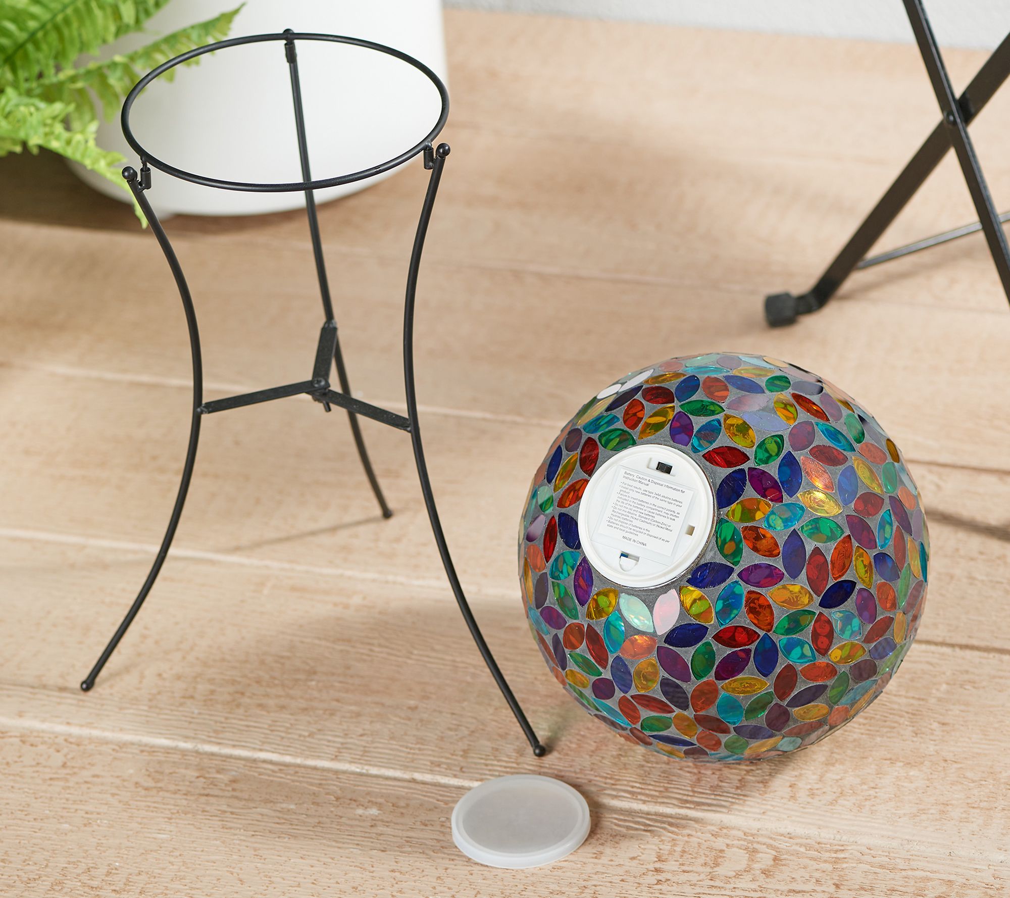 "As Is"Marigold Illuminated Mosaic Gazing Ball with Stand