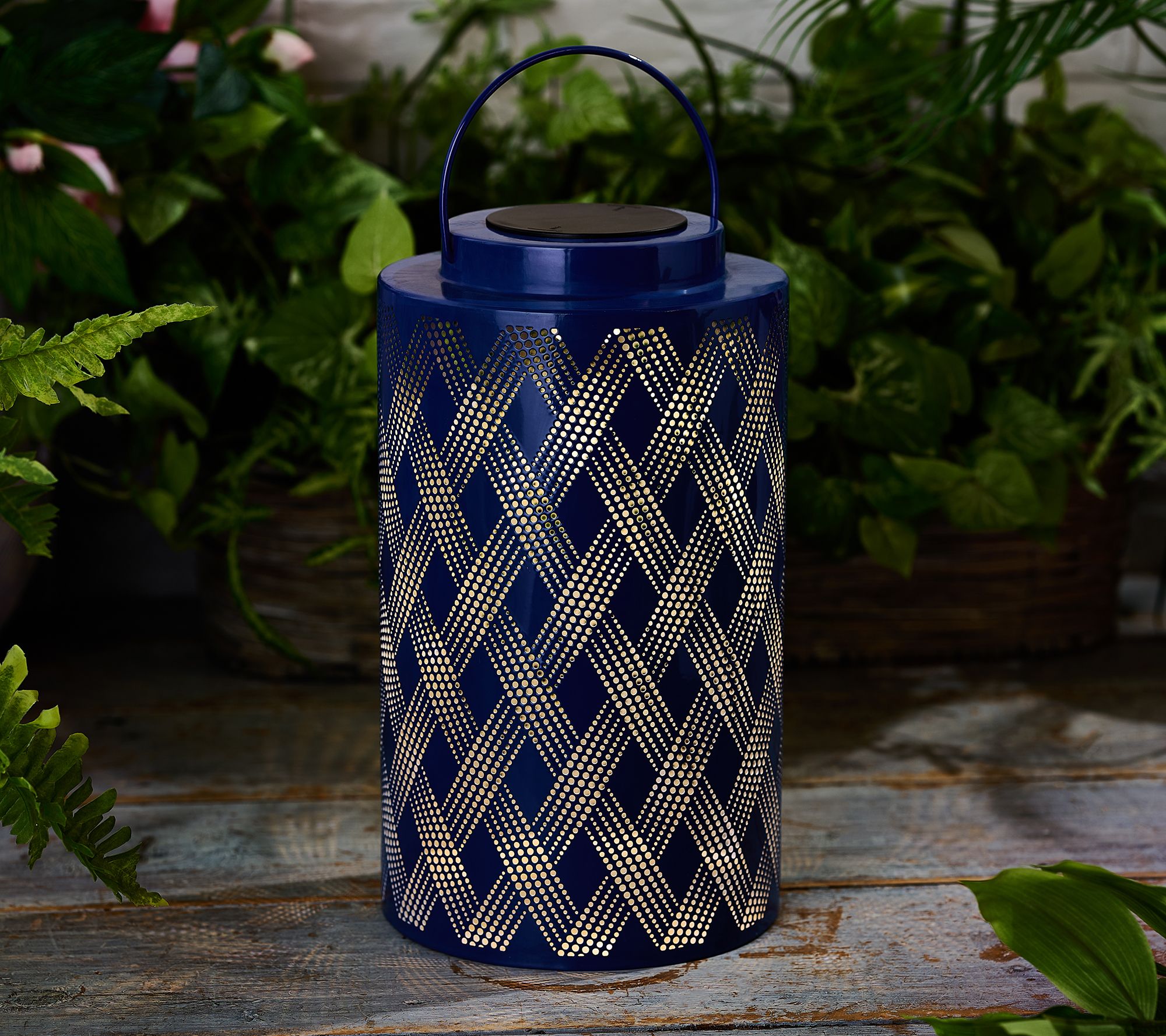 Scott Living 13" Outdoor Metal Lantern with Rotating Light