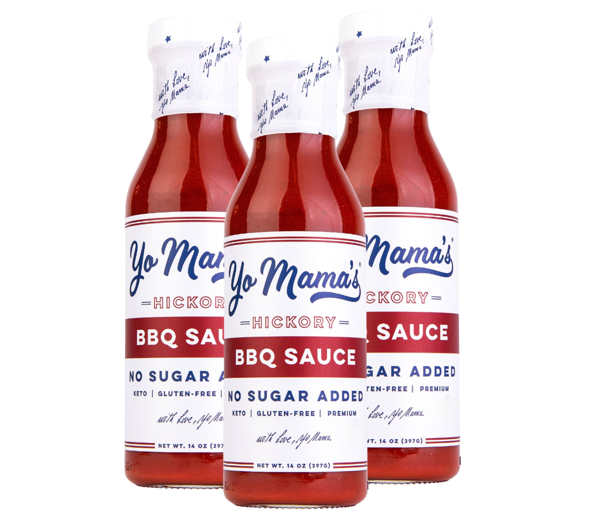 Yo Mama's (3) 14oz Bottles of Hickory BBQ Sauce