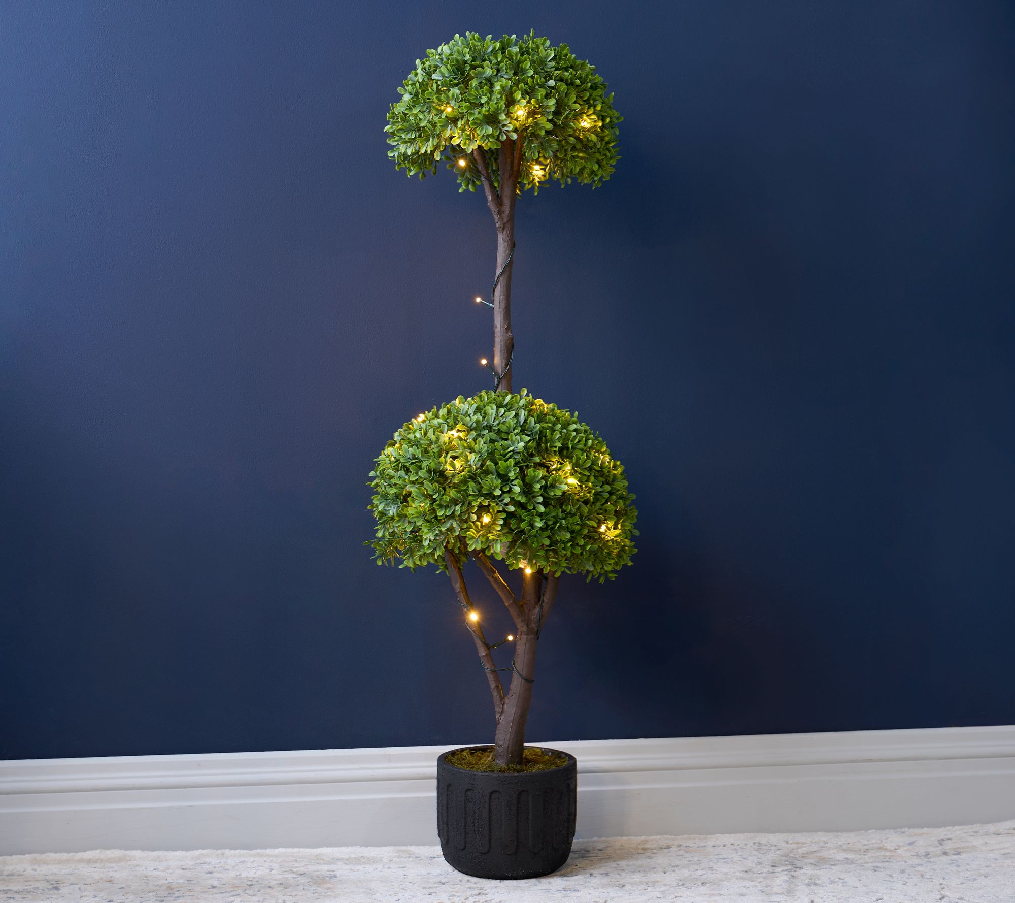 Garden Reflections Lit 2-tier Faux Bonsai Topiary in Pot