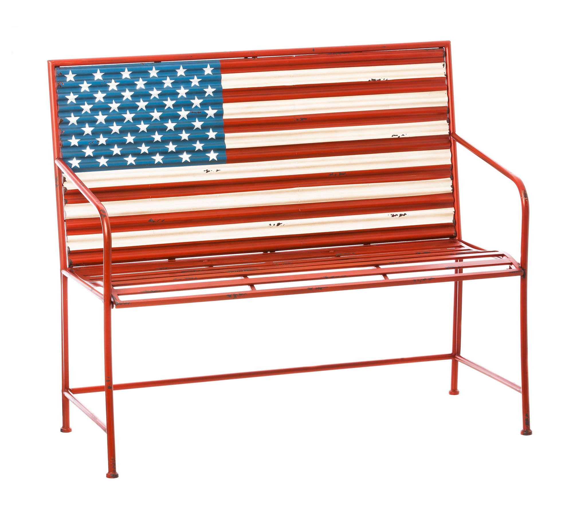 "As Is" Plow & Hearth American Flag Metal Garden Bench