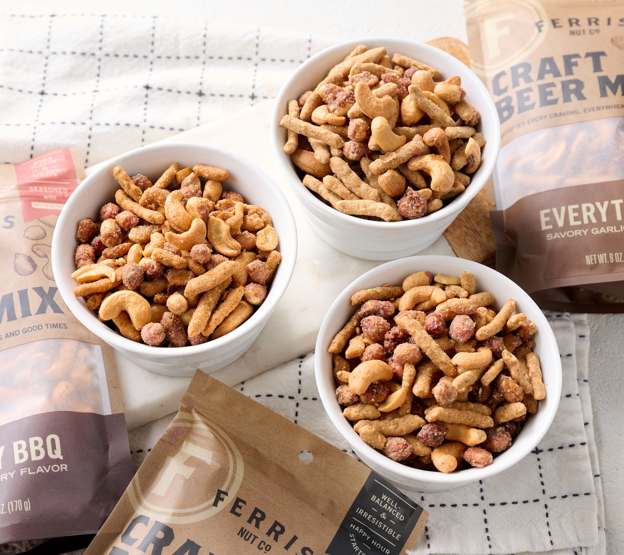 Ferris Nut Co. (6) 6-oz Pouches of Seasoned Craft Nut Mixes