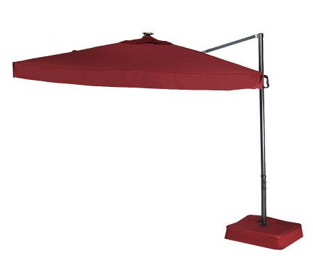 Southern Casual Olefin Offset Umbrella W Solar Led Lights Base Qvc Com