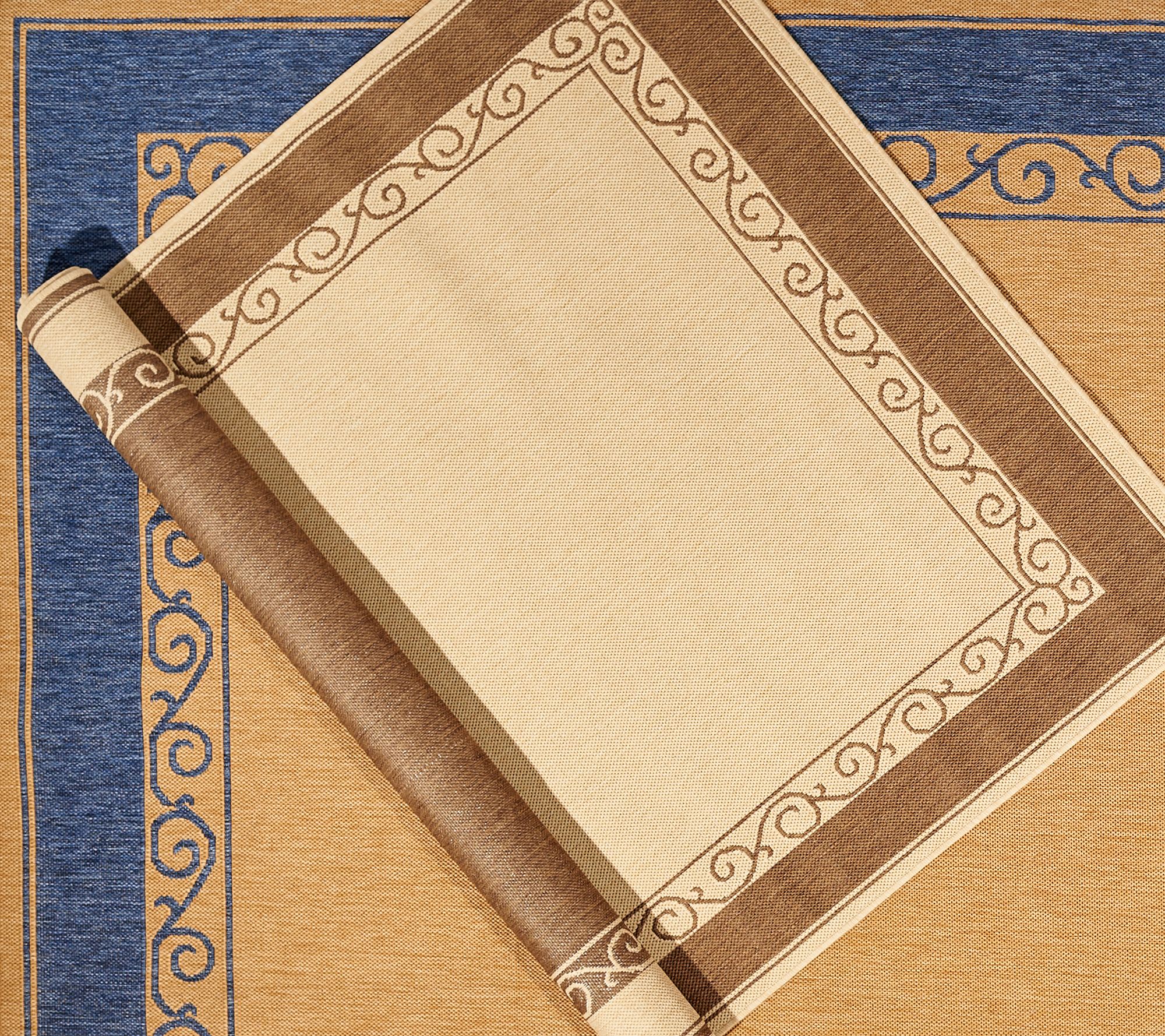Veranda Living Double Scroll Border Reversible In/Outdoor Rug - QVC.com