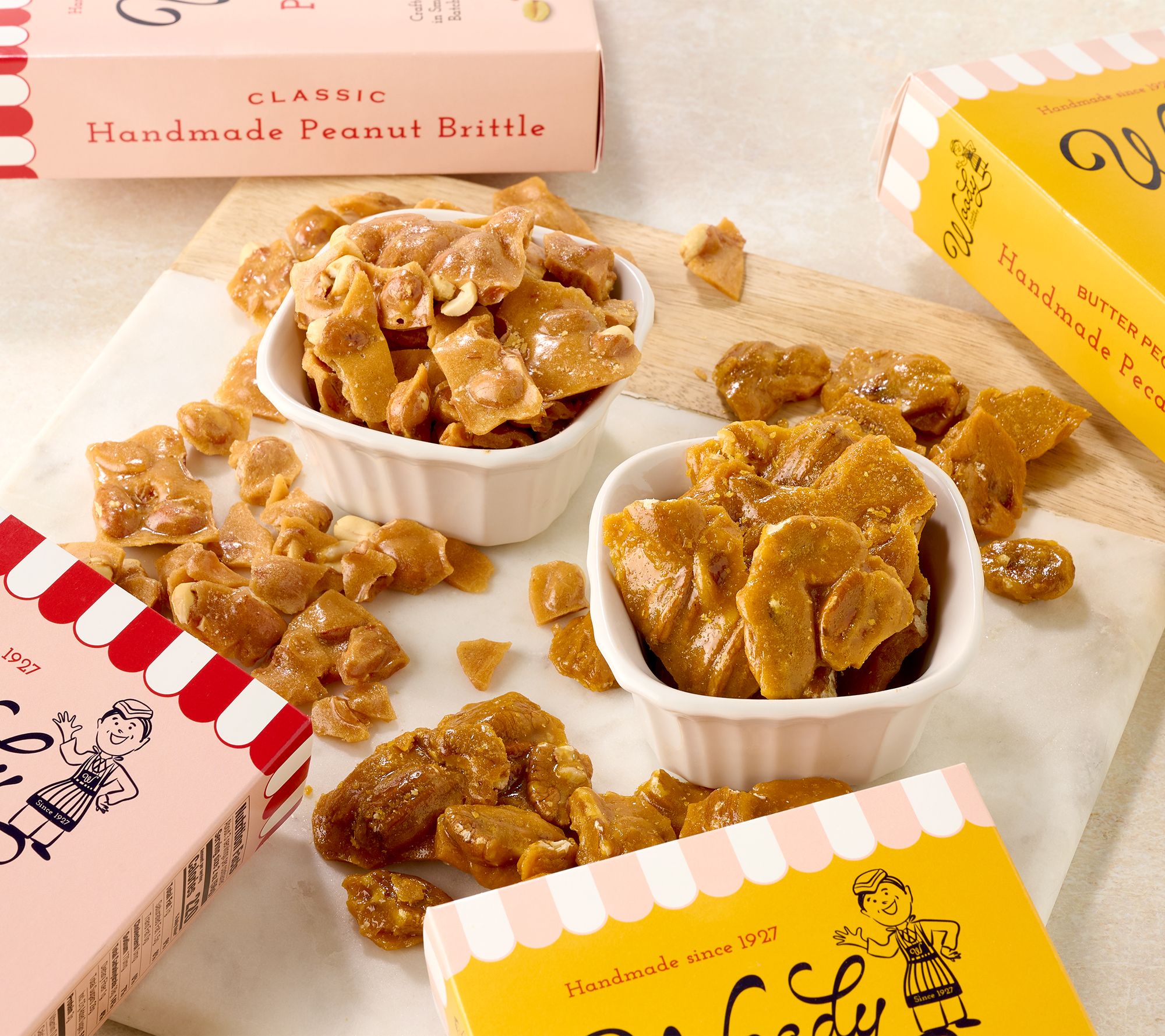 Woody Candy Co (4) 6 oz Boxes Peanut & Butter Pecan Brittle