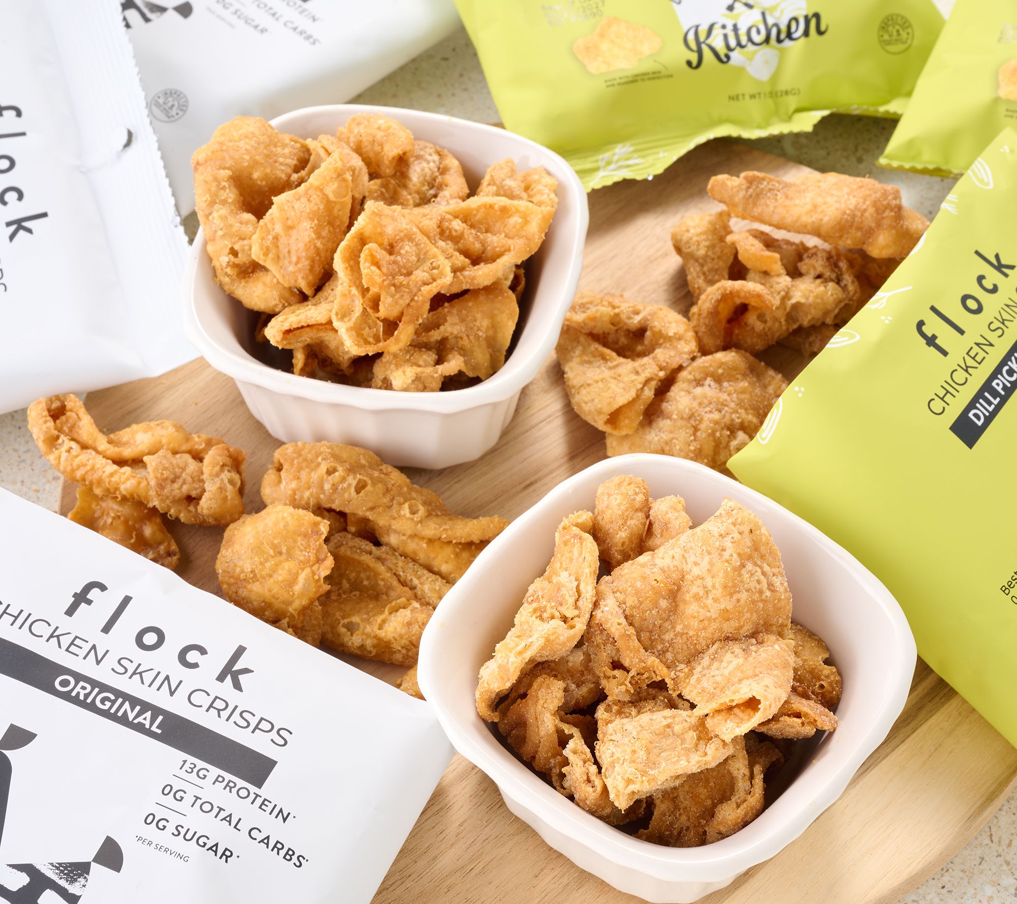 Flock (8) 1-oz Bags Flavored Chicken Crisps