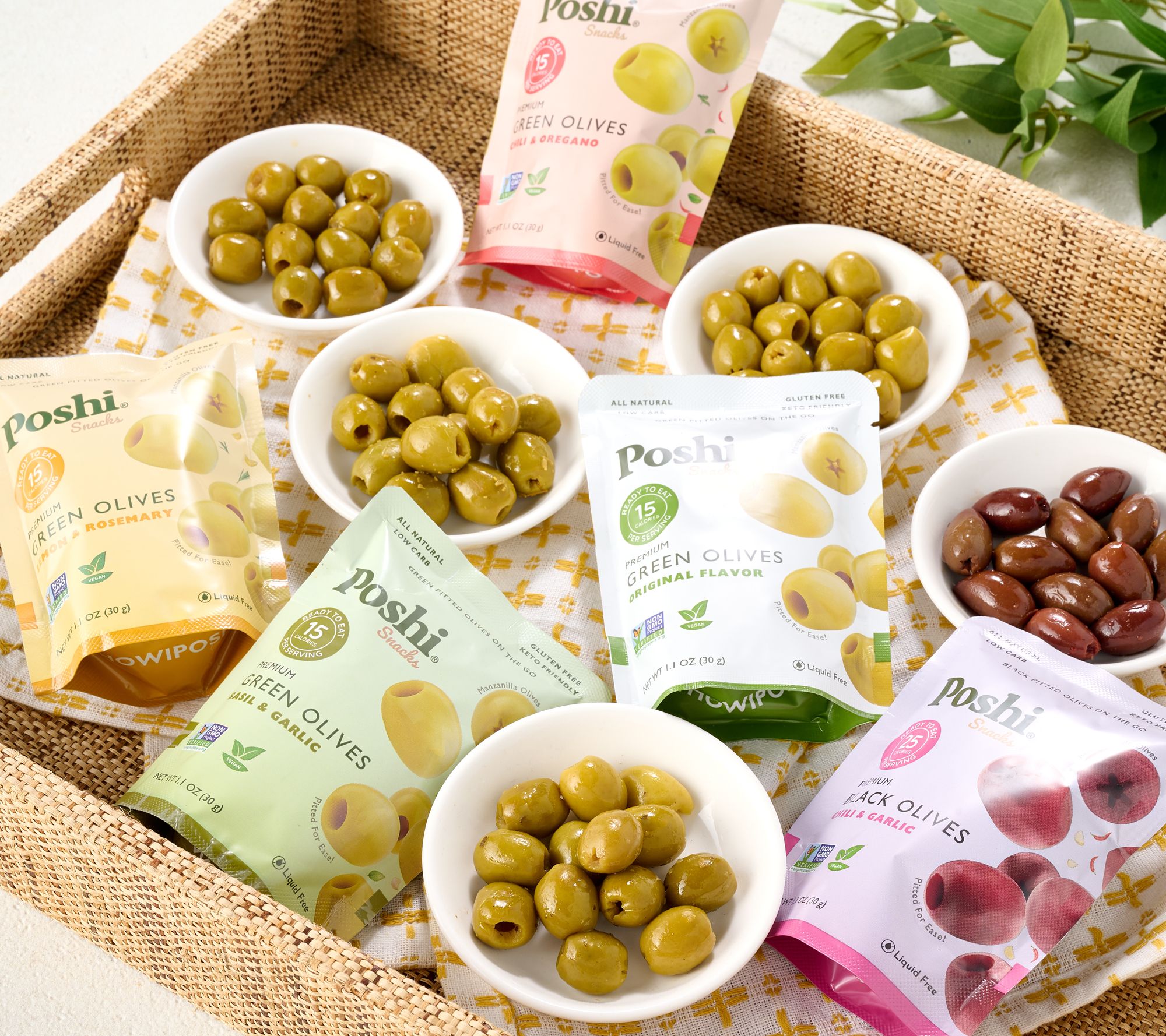 Poshi 10 Snack Bags Premium Olives Variety Pack