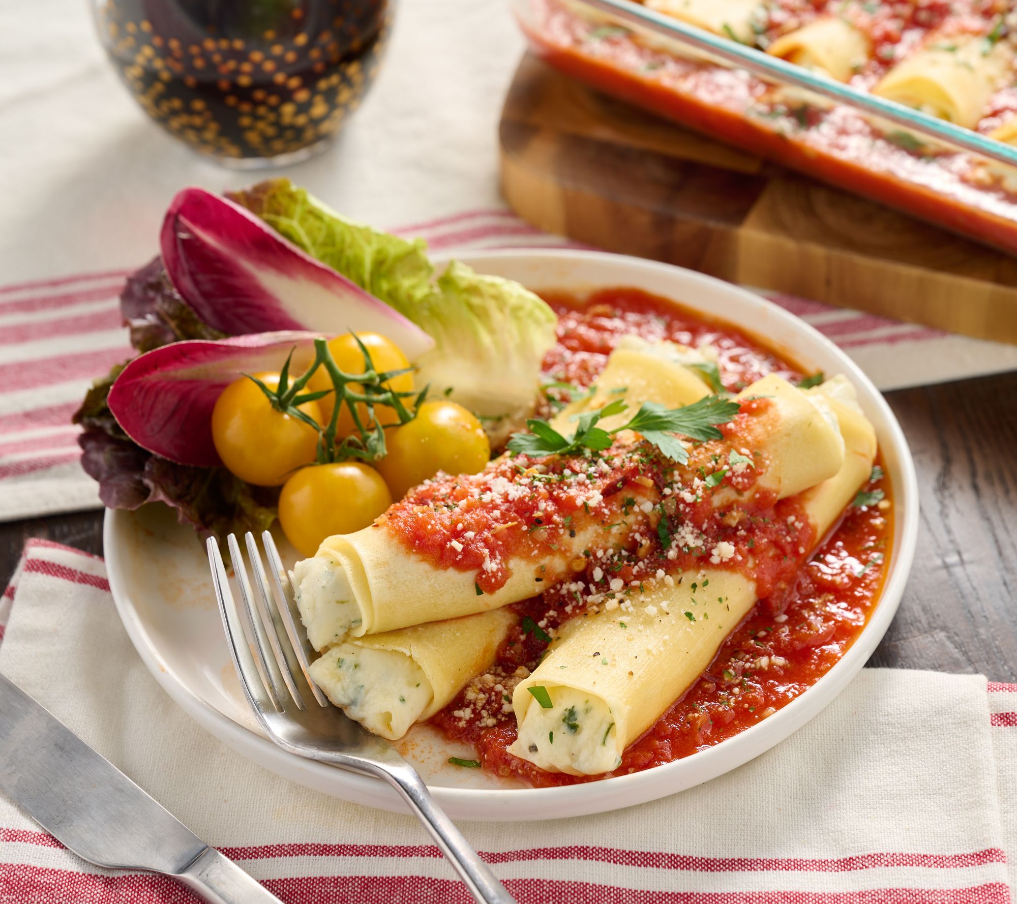 Sergio's (2)15 oz, Crepe Manicotti Trays w/ 24 oz .Sauce Auto-Delivery