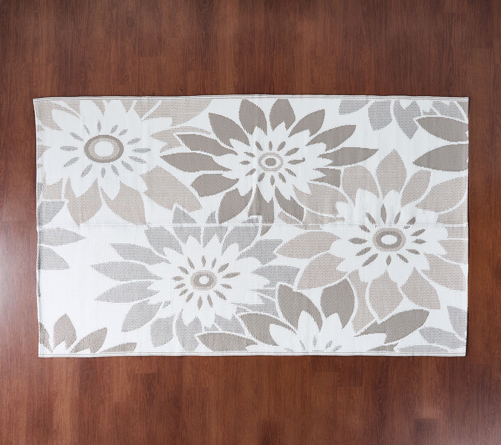 "As Is" Barbara King Dahlia Print 5'x8' Reversible Patio Mat