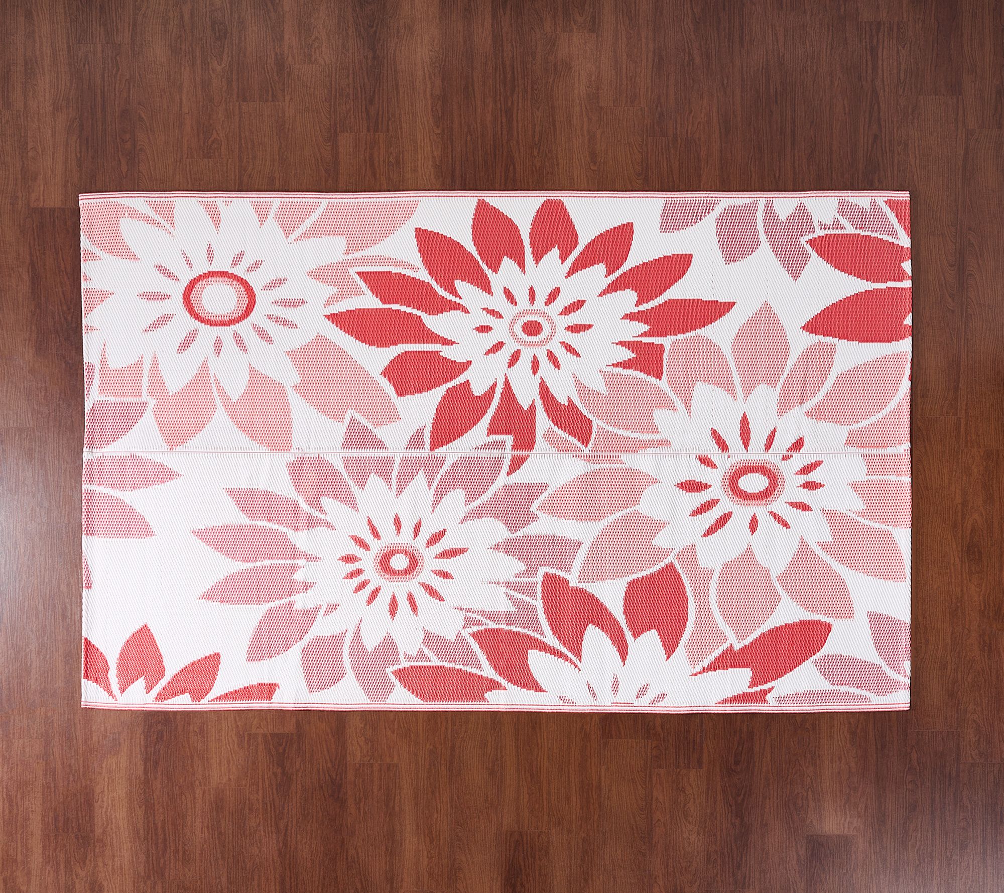 "As Is" Barbara King Dahlia Print 5'x8' Reversible Patio Mat
