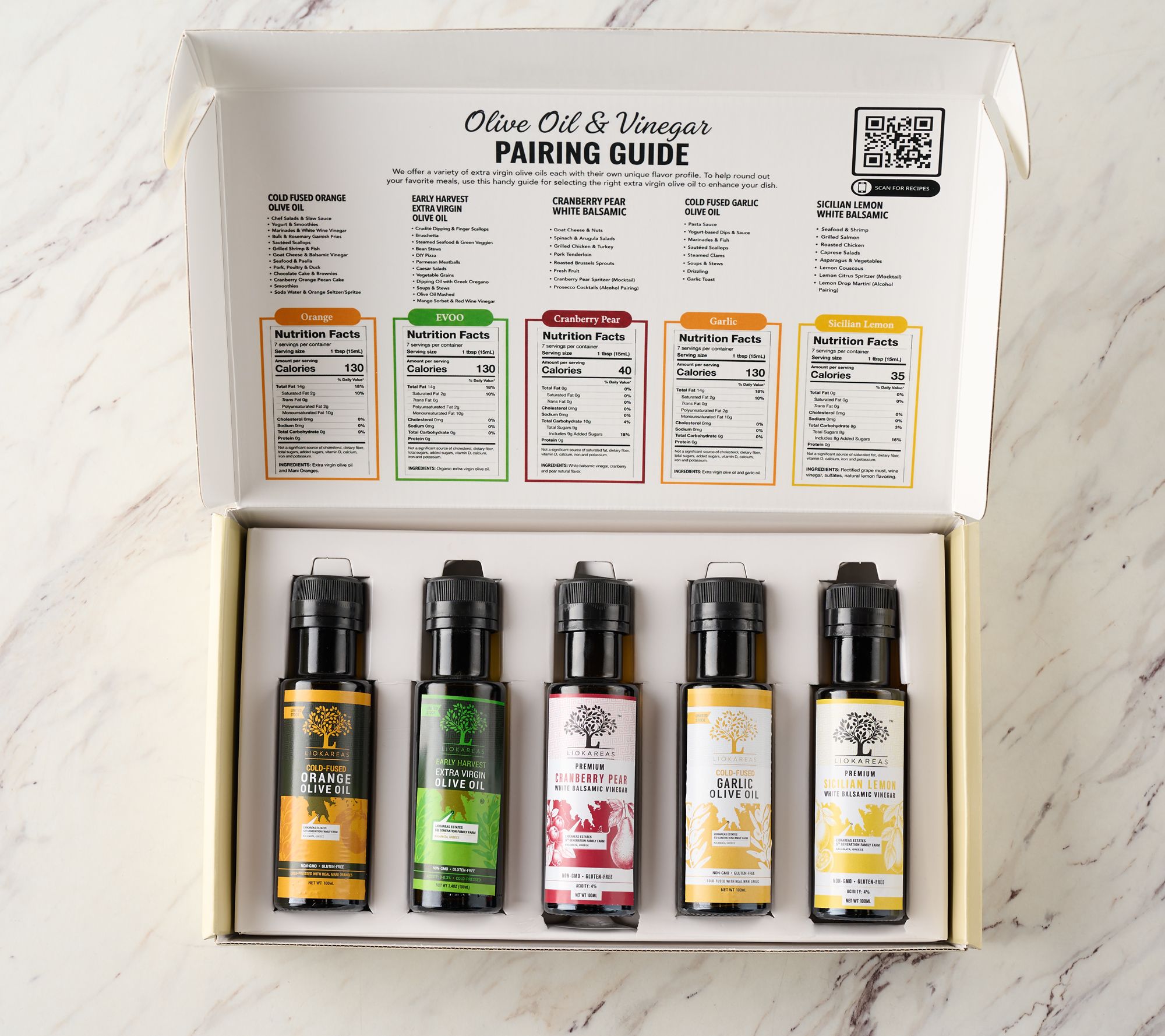 Liokareas 5-Btl Gift Set Cold Fused Olive Oils & Vinegars - QVC.com