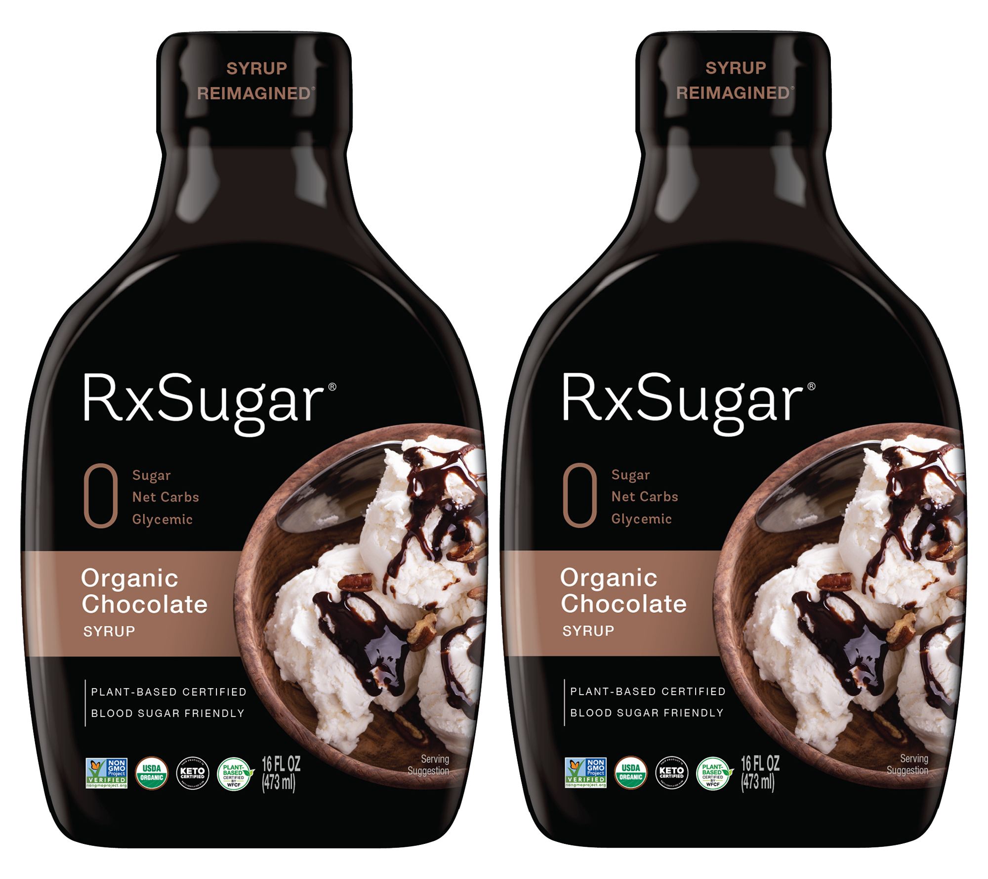 RxSugar 2-Pack Allulose Sugar Organic Chocolate Syrup