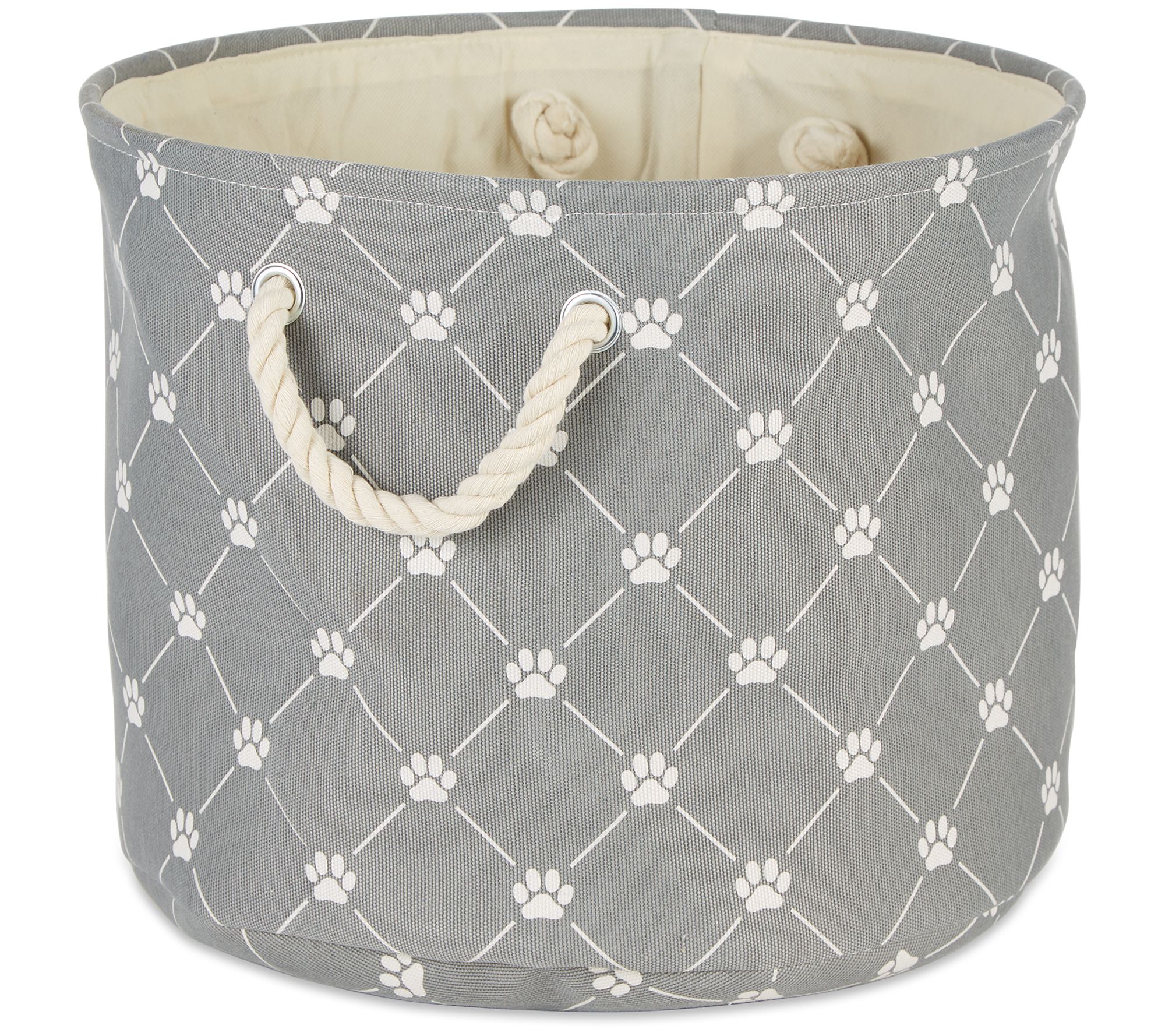 Bone Dry Trellis Paw Round Pet Bin Medium
