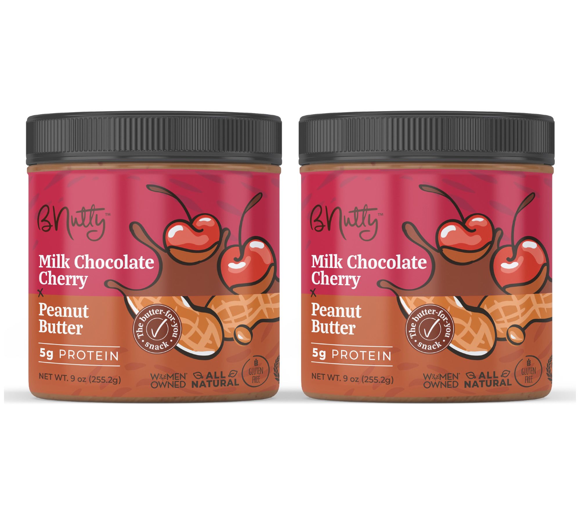 (2) 9 oz. bNutty Milk Chocolate Cherry Gourmeteanut Butter