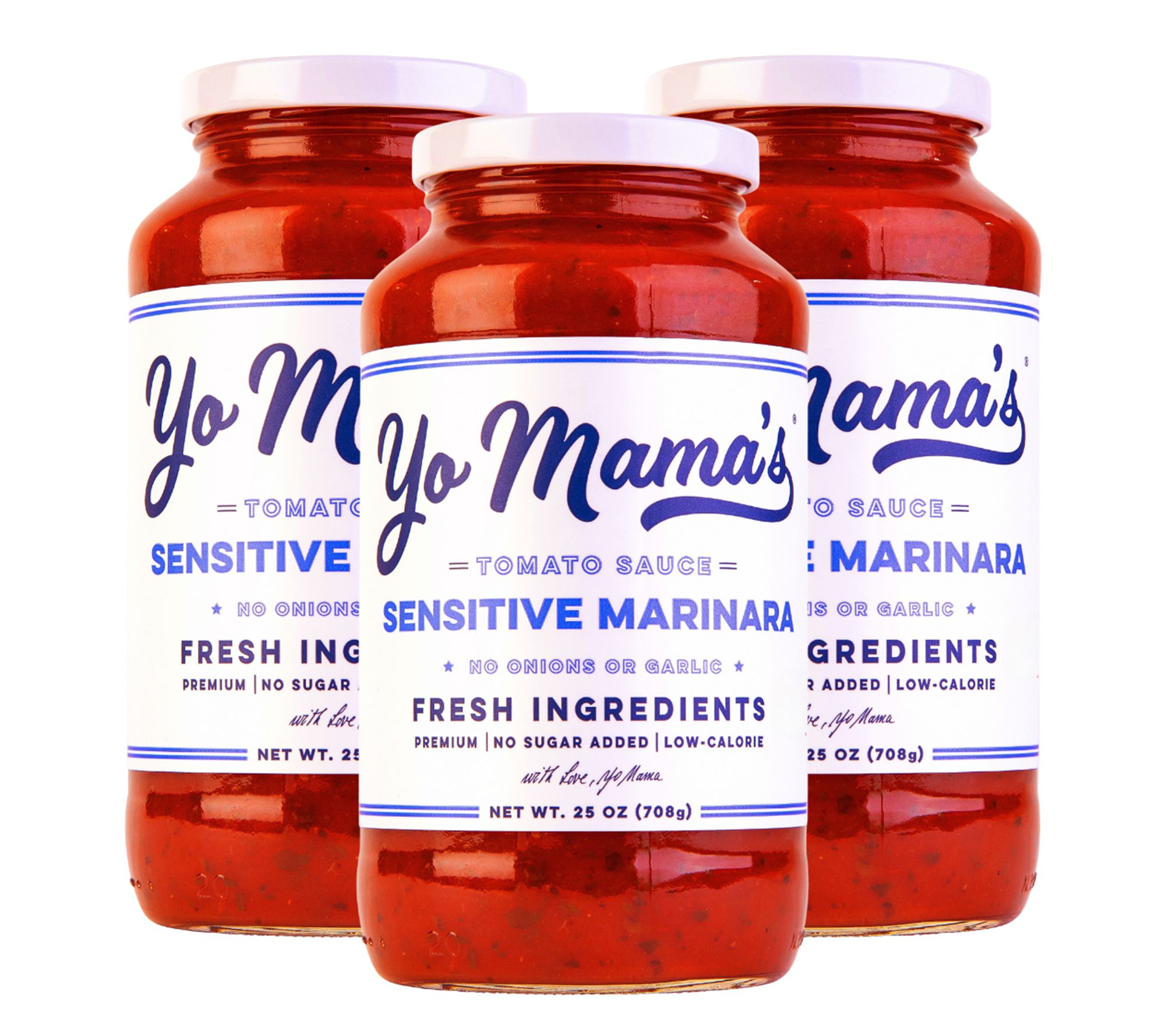 Yo Mama's (3) 25oz Jars of Sensitive Marinara Tomato Sauce