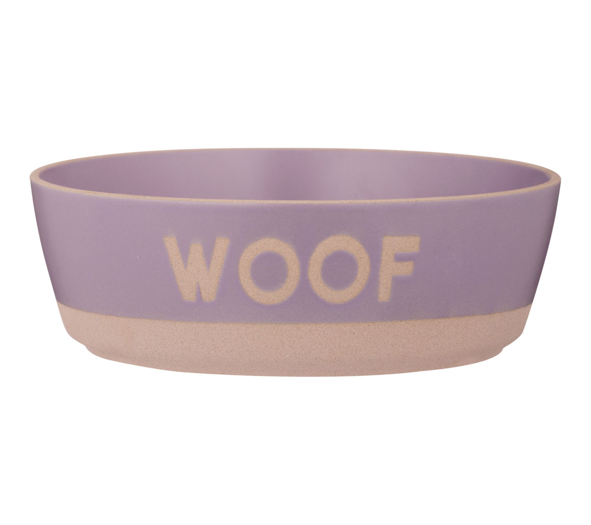 Mason Cash 44oz Woof Dog Bowl Purple & Tan