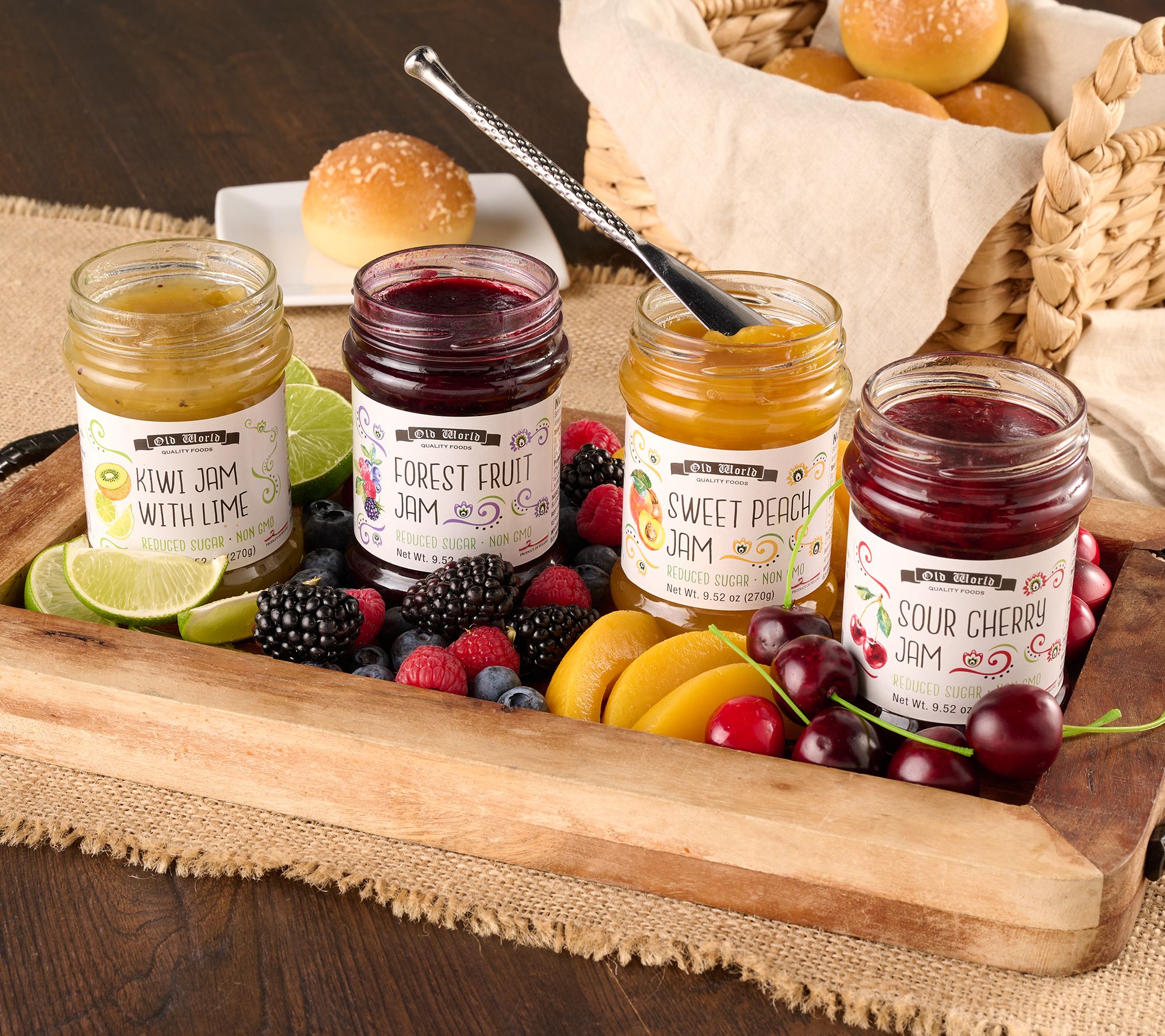 Old World Foods (4) 9.5oz Jars of Small Batch European Fruit Jams