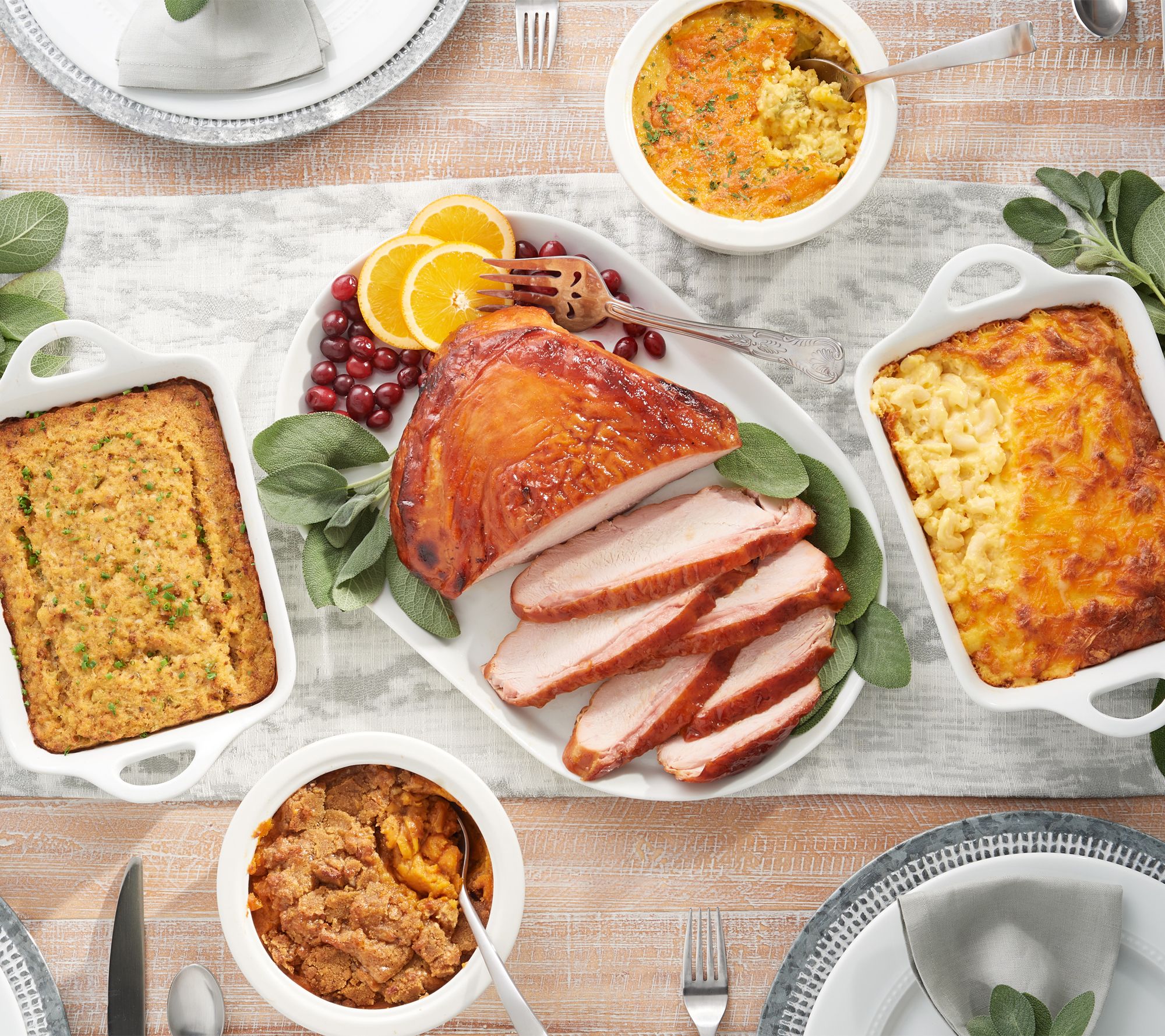 SH11/16 Corky's 5-lb Boneless Ham or Turkey w/ 8-lbs of Side Dishes