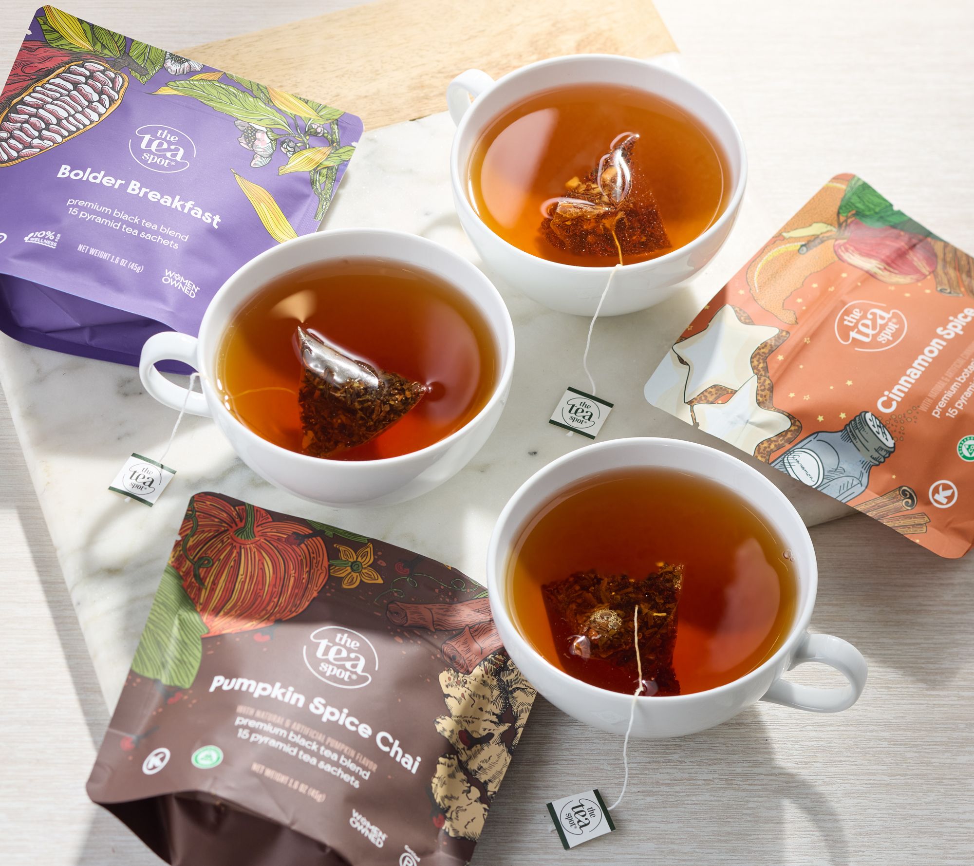 The Tea Spot (45) Whole Leaf Pyramid Tea Sachets Fall Flavors