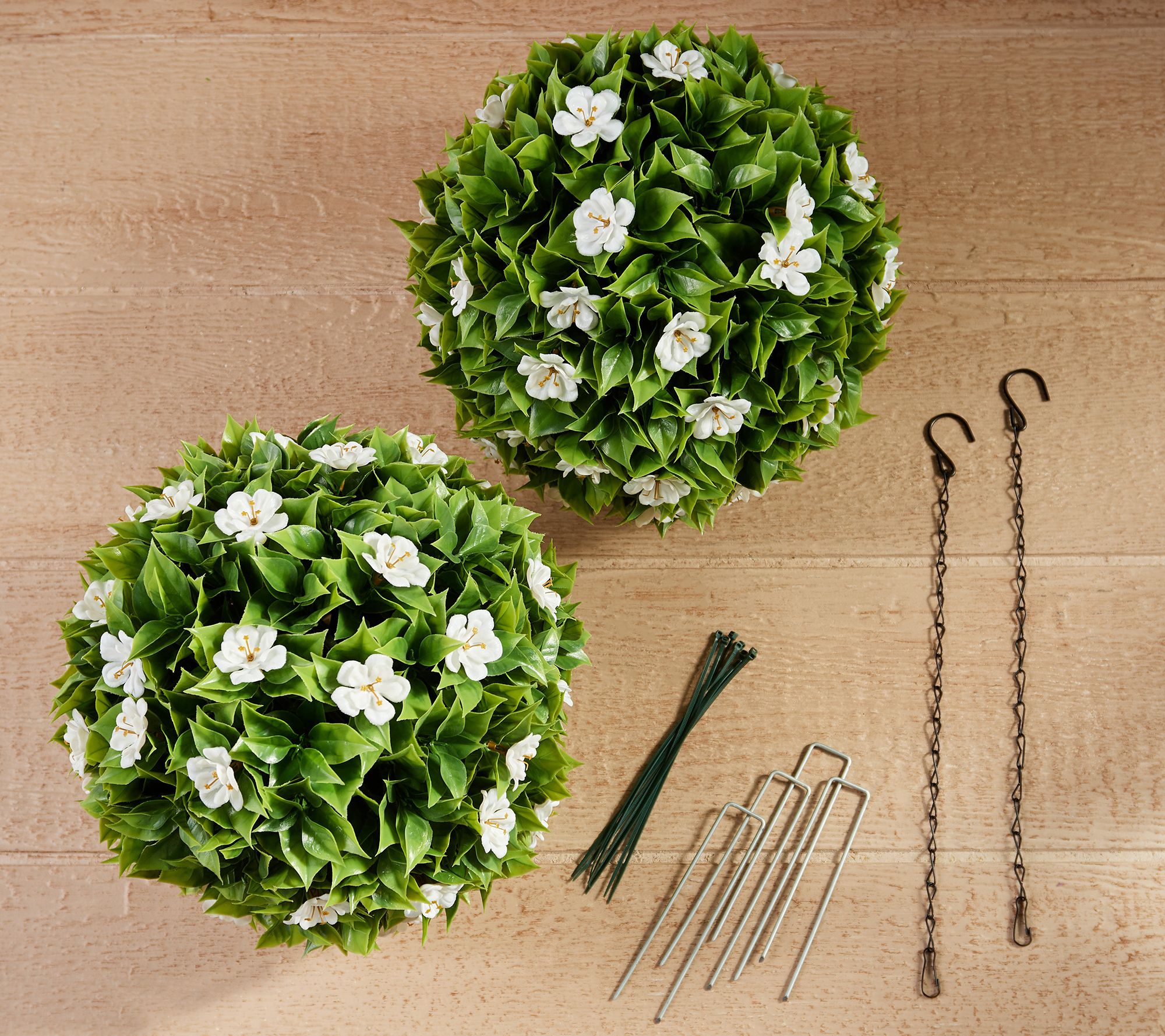 "As Is" Wicker Park Set of (2) 15" Flower Blossom Garden Spheres